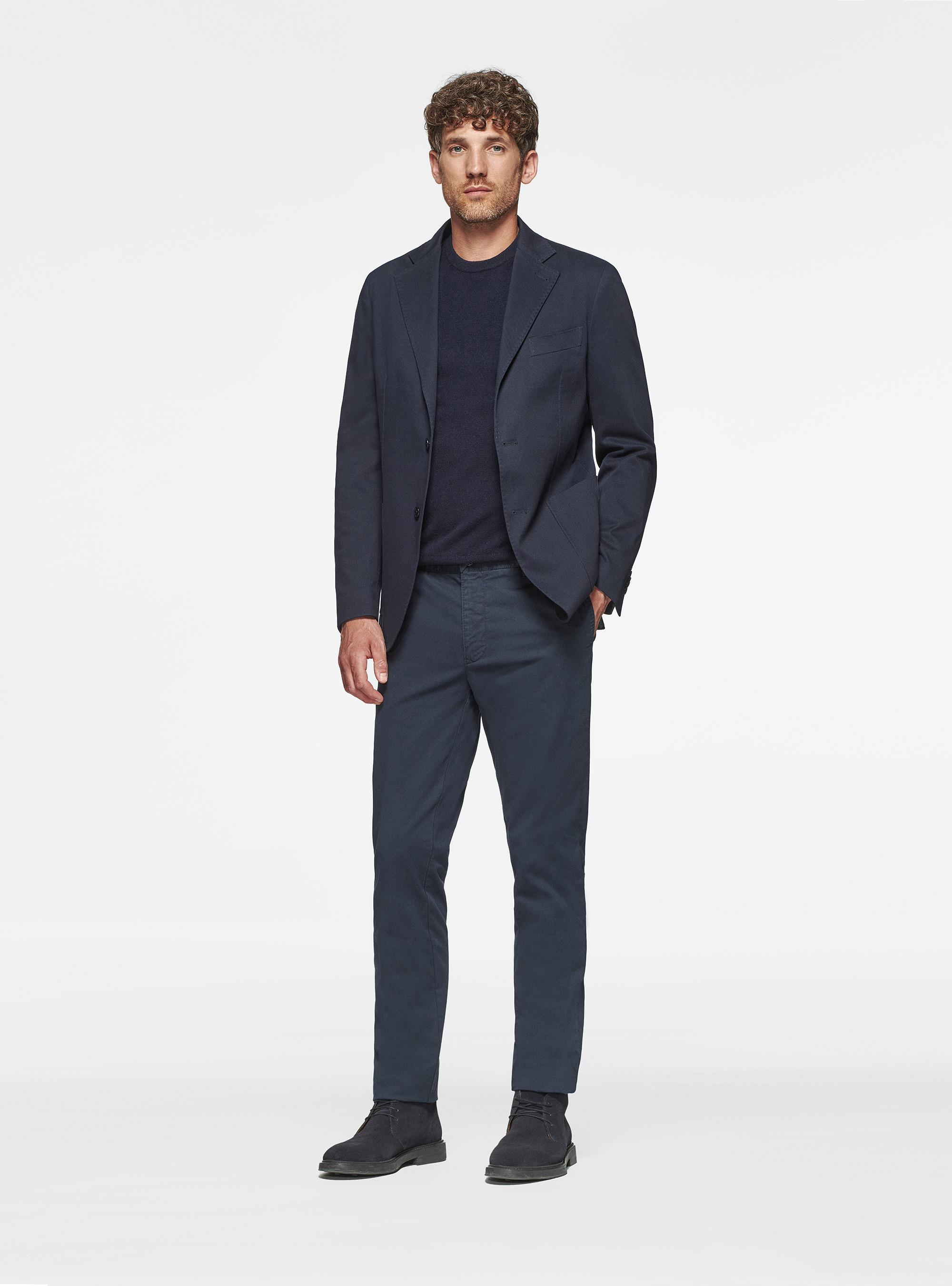 Giacca in cotone smerigliato, BLU NAVY