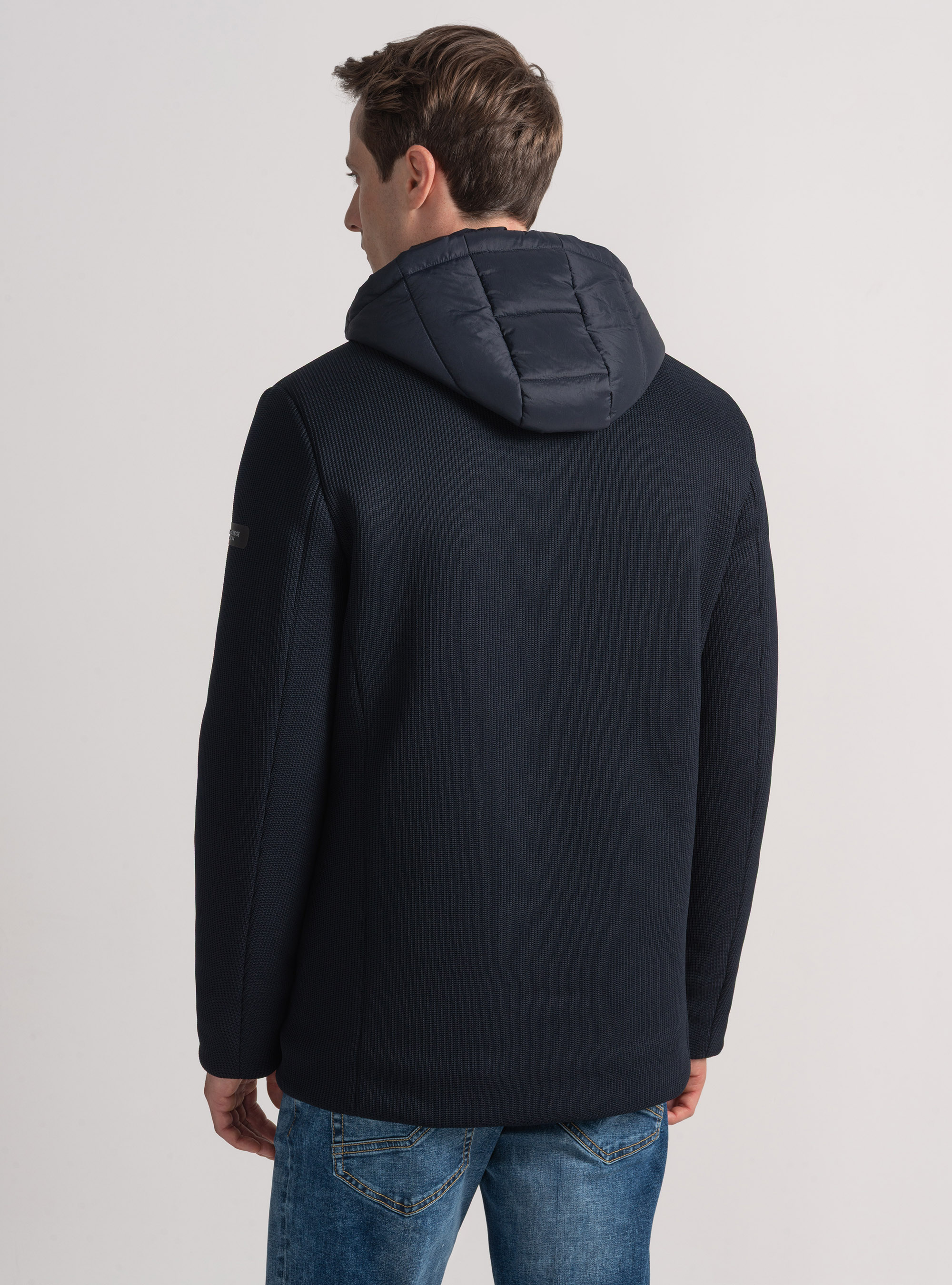 Giubbino tecnico con pettorina e cappuccio reversibile, BLU NAVY