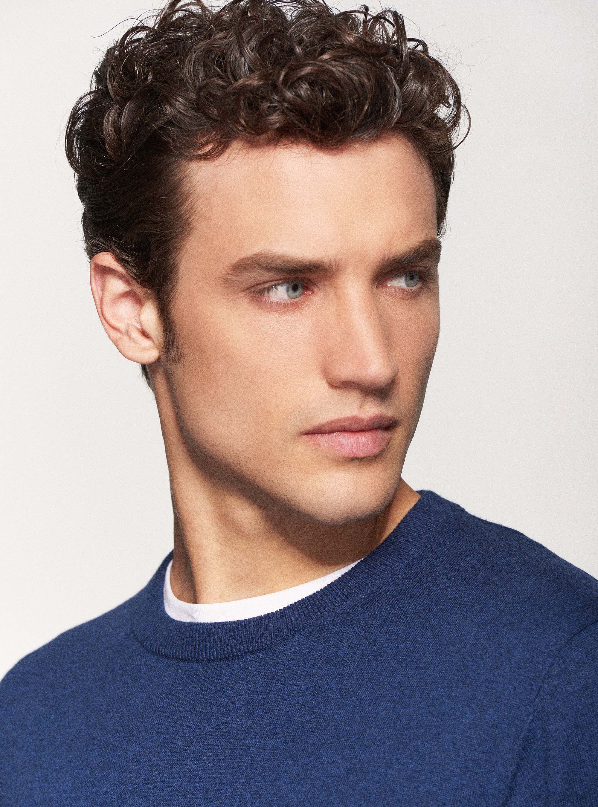 Maglia girocollo in cotone seta e cashmere, INCHIOSTRO