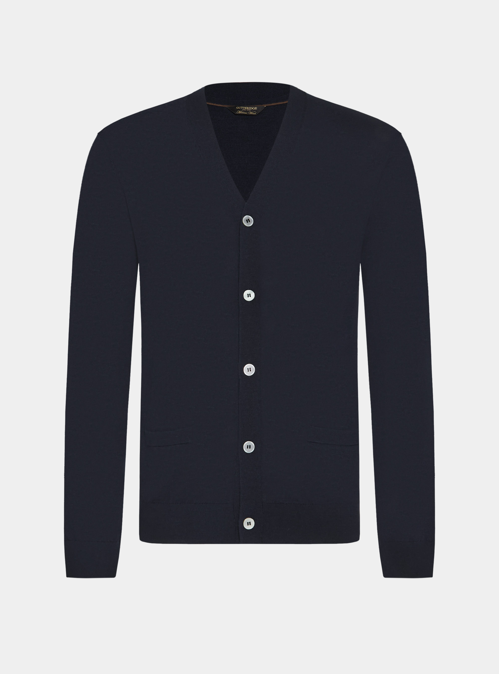 Cardigan in maglia con bottoni in lana merino extrafine, BLU NAVY