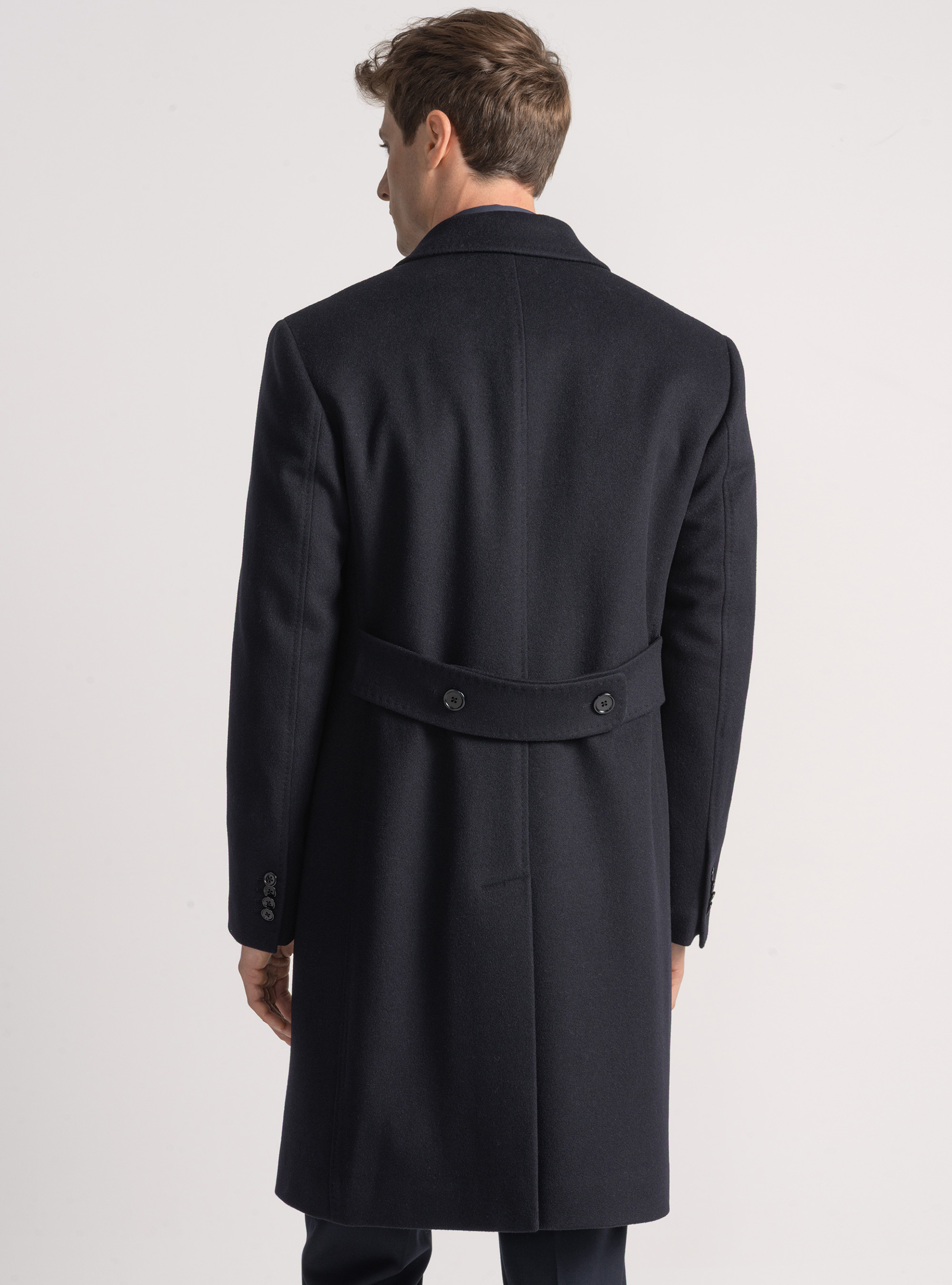Cappotto doppiopetto in lana e cashmere, BLU NAVY
