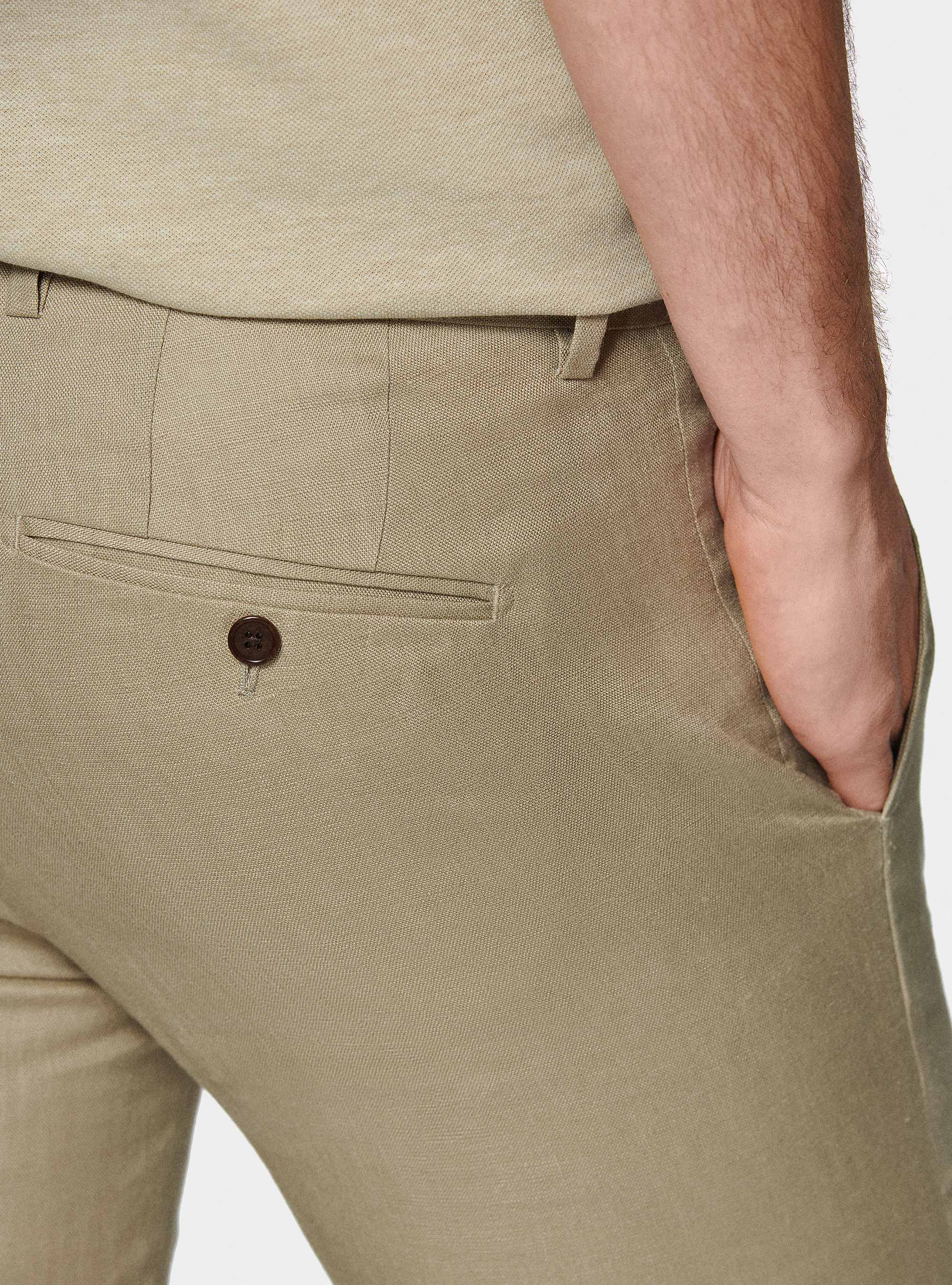 Pantaloni abito in puro lino, FANGO
