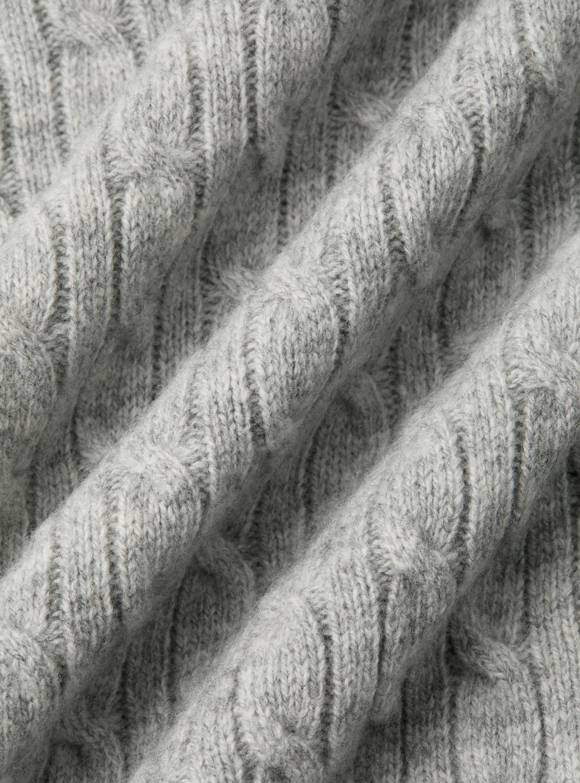 Turtleneck sweater with cashmere wool braid, LIGHT GREY MELANGE