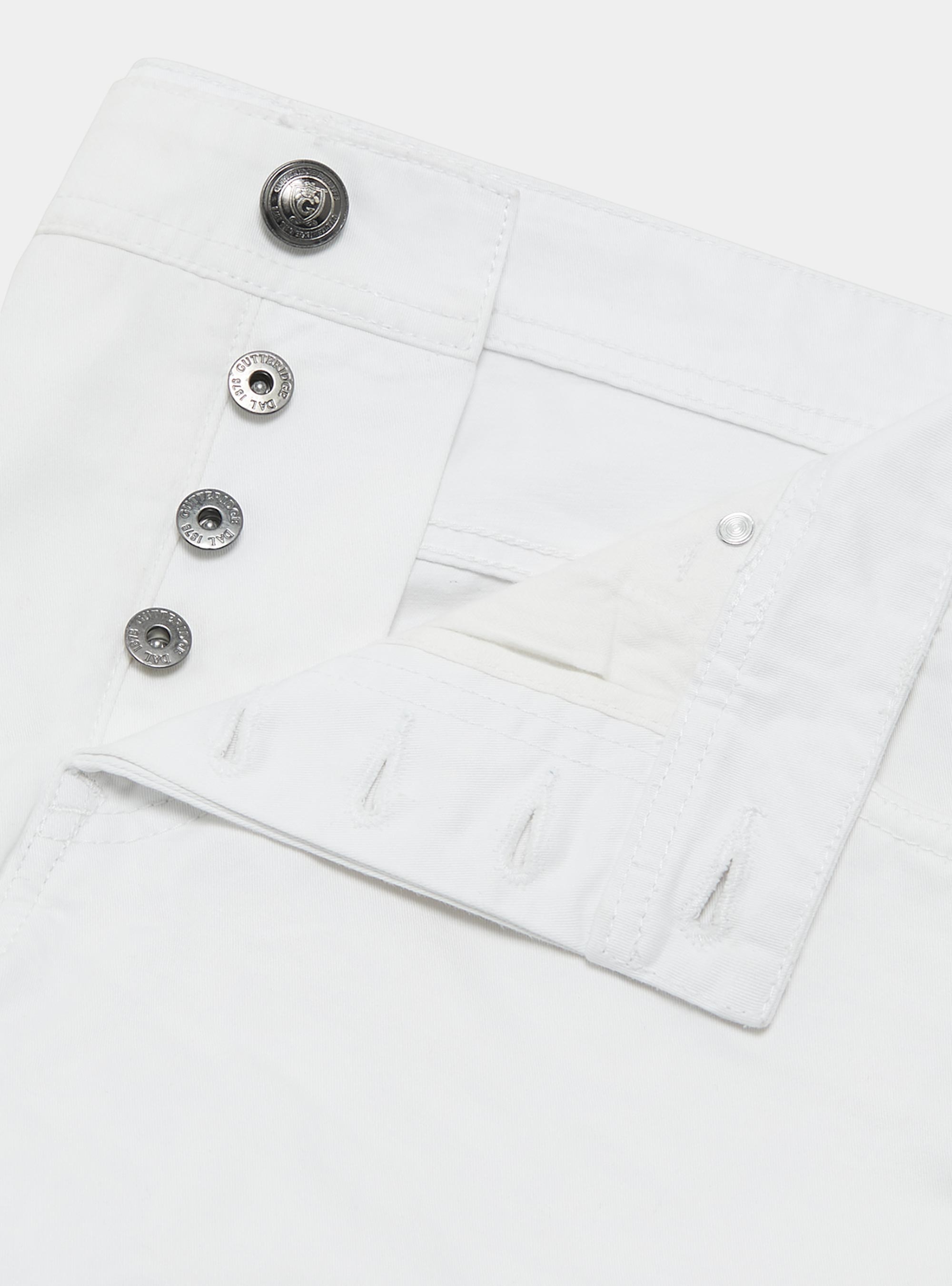 Pantaloni 5 tasche in twill di cotone, BIANCO