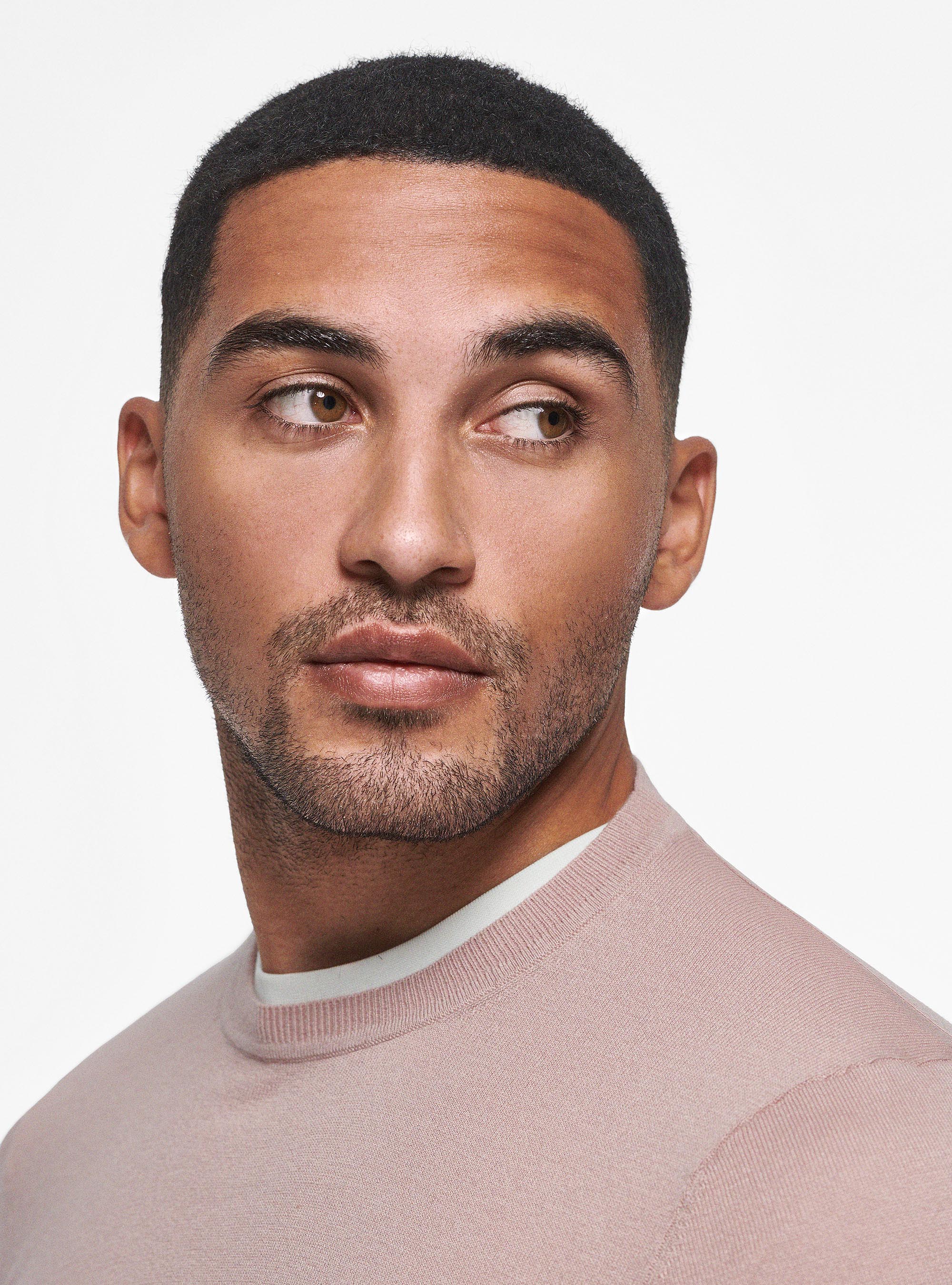 Maglia girocollo in cotone seta e cashmere, 0441C ROSA SCURO