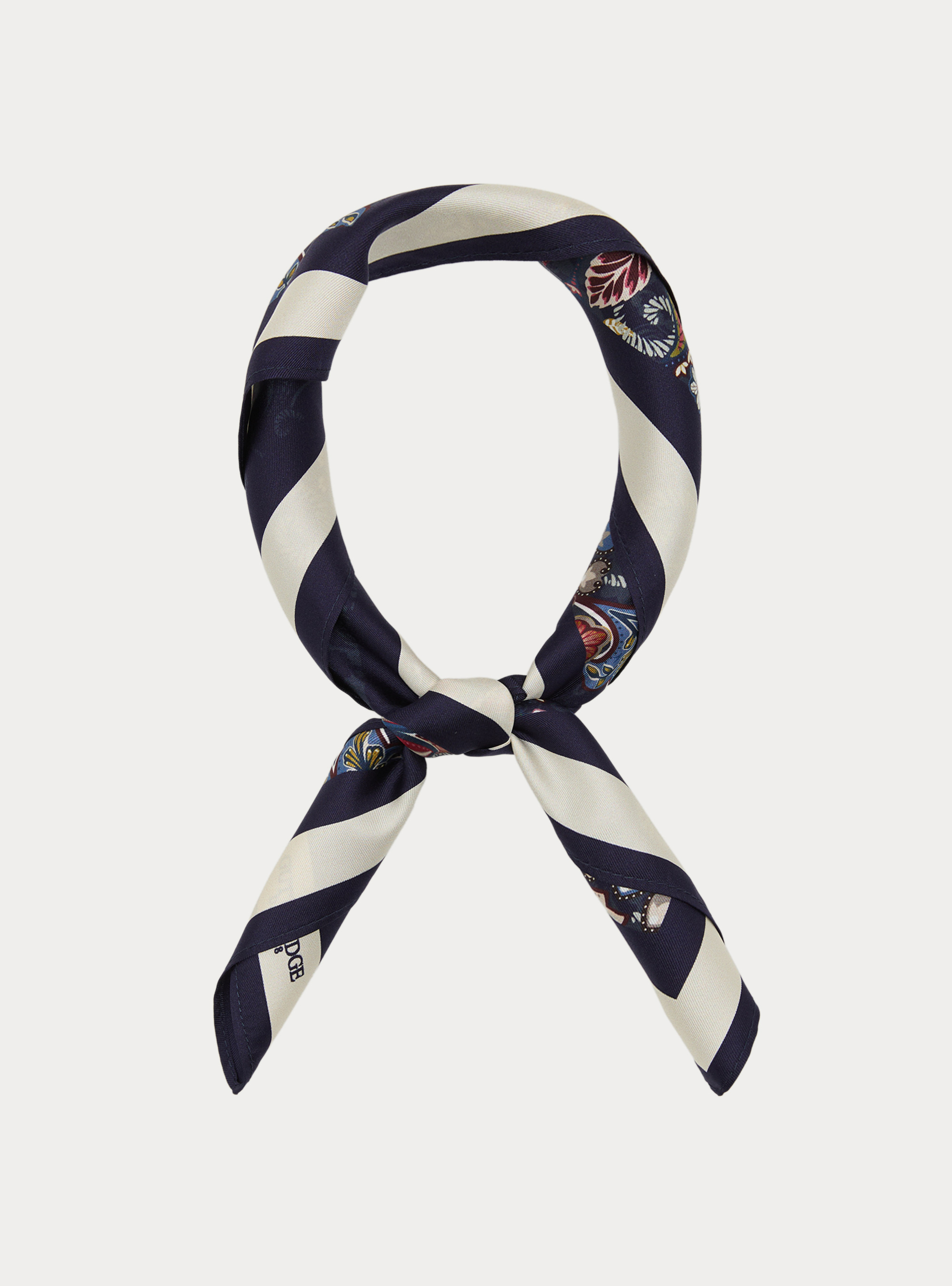 Foulard in seta stampato fantasia floreale, NAVY BLUE
