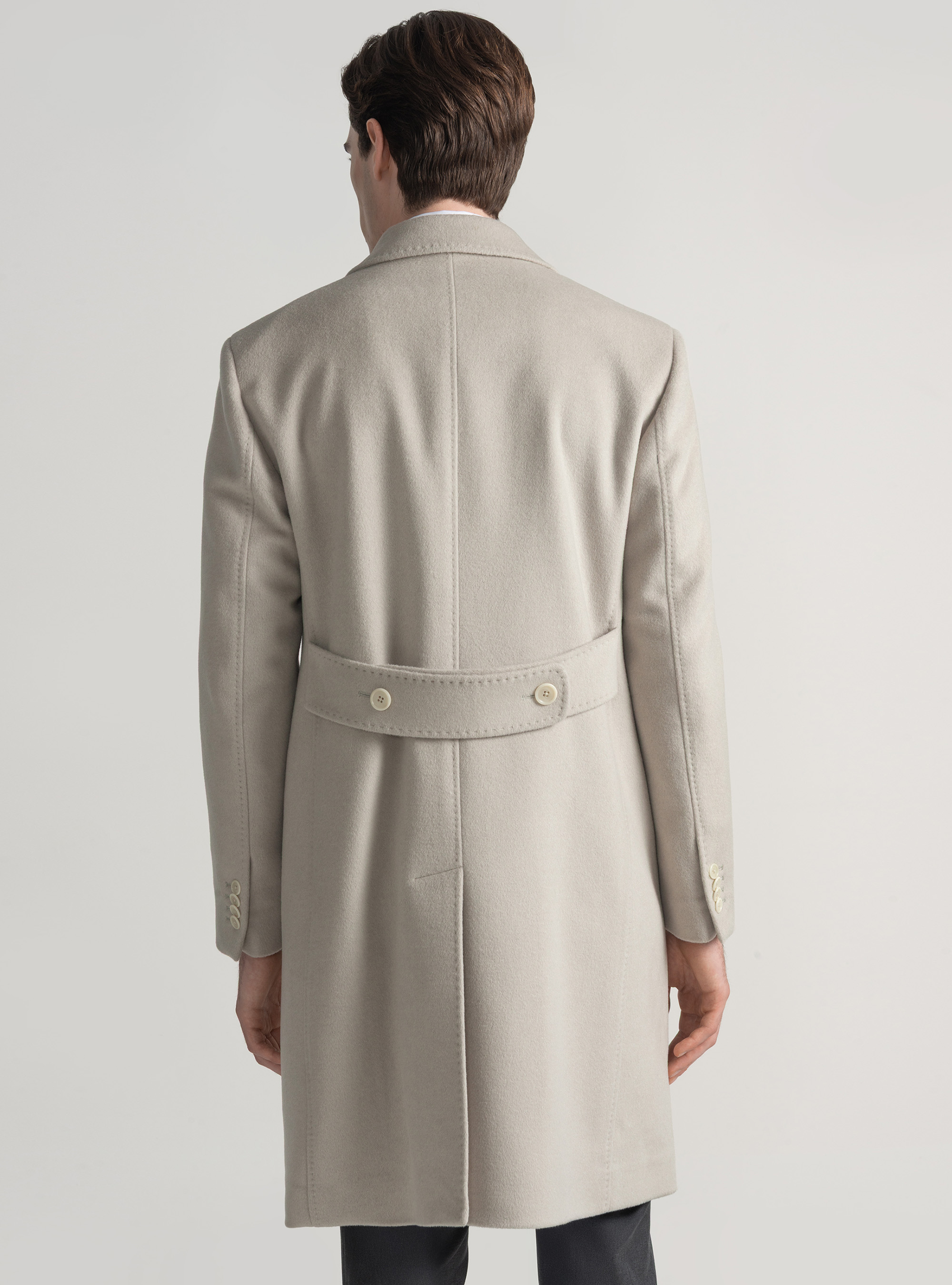 Cappotto doppiopetto in lana e cashmere, ECRU 0536C