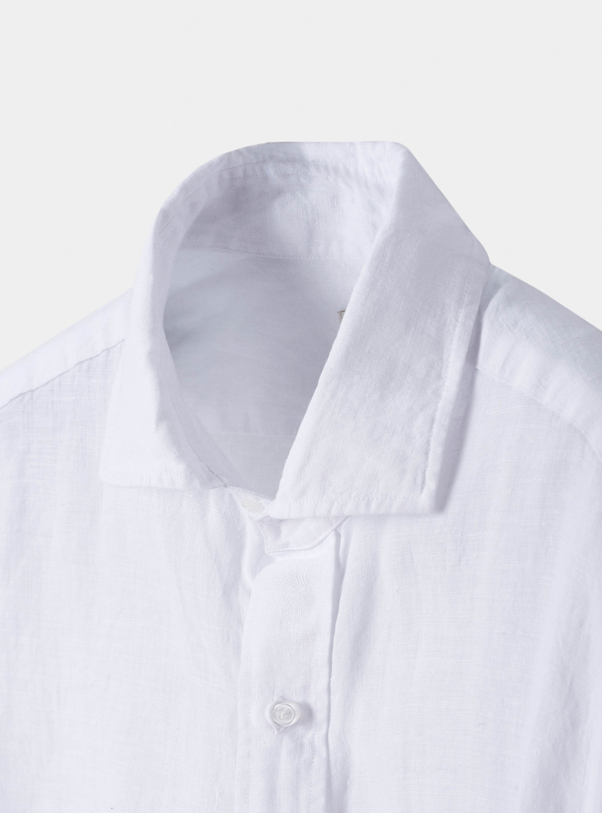 Camicia slim 100% lino delavè, BIANCO