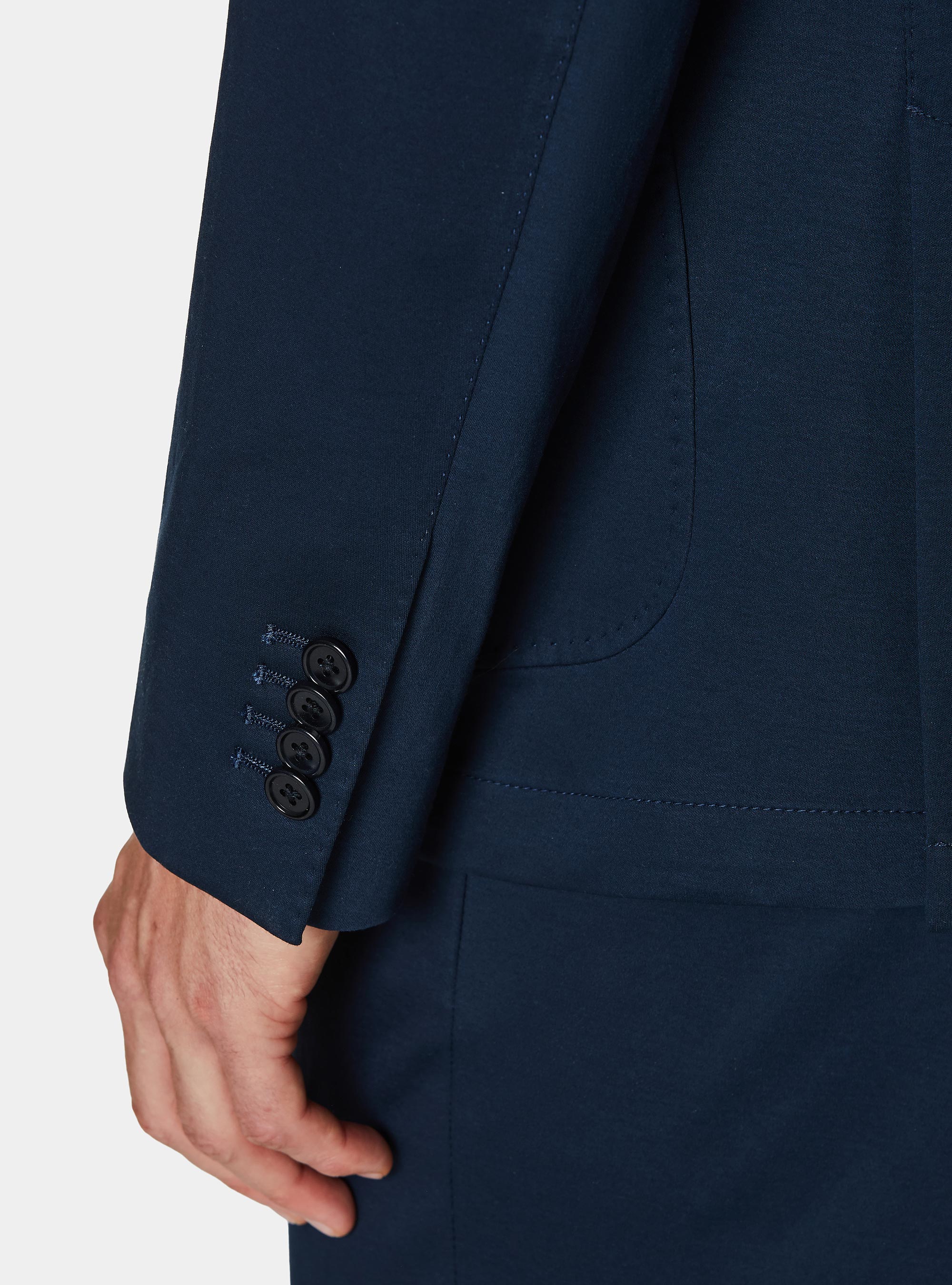 Technical cotton jersey blazer, NAVY BLUE