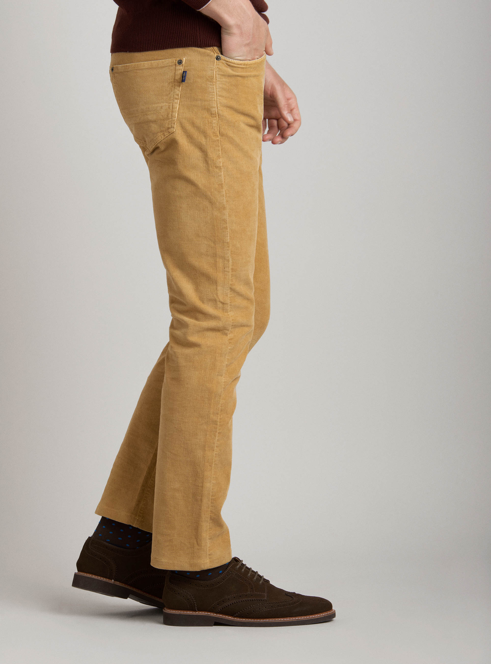 Pantaloni tipo denim in velluto di cotone lavato