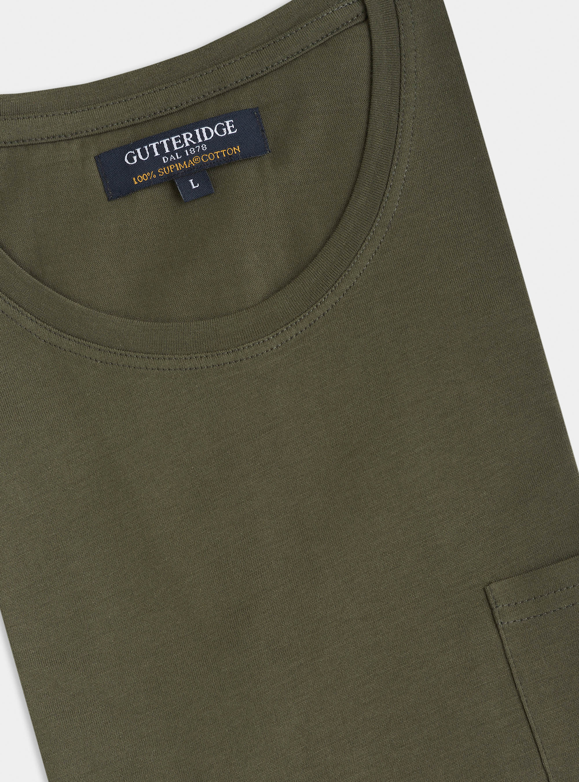 Maglietta con taschino in jersey di Cotone Supima, 0641C OLIVA