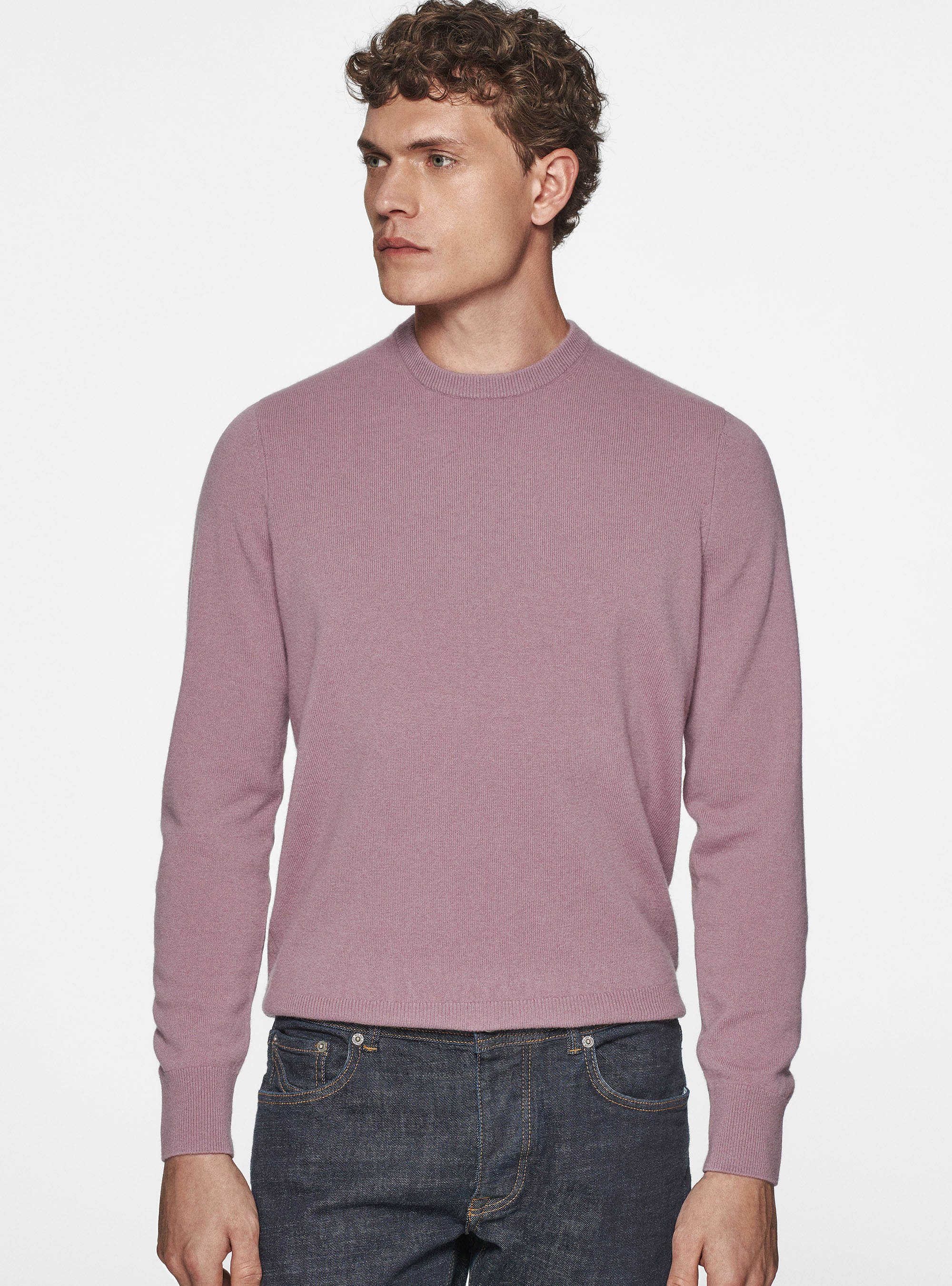 Maglia girocollo in lambswool e cashmere, LAVANDA 0465C