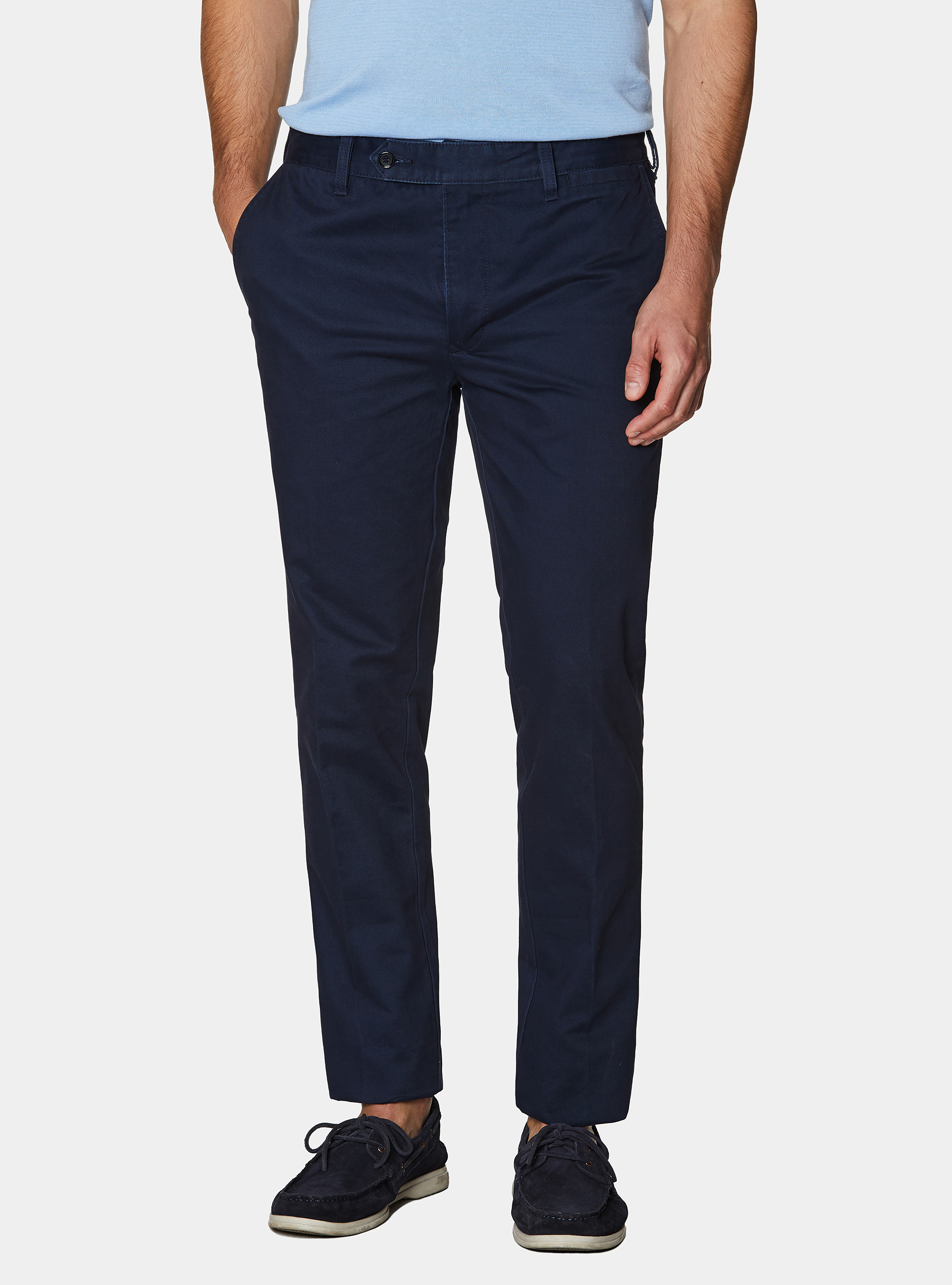 Cotton twill chino trousers, NAVY BLUE