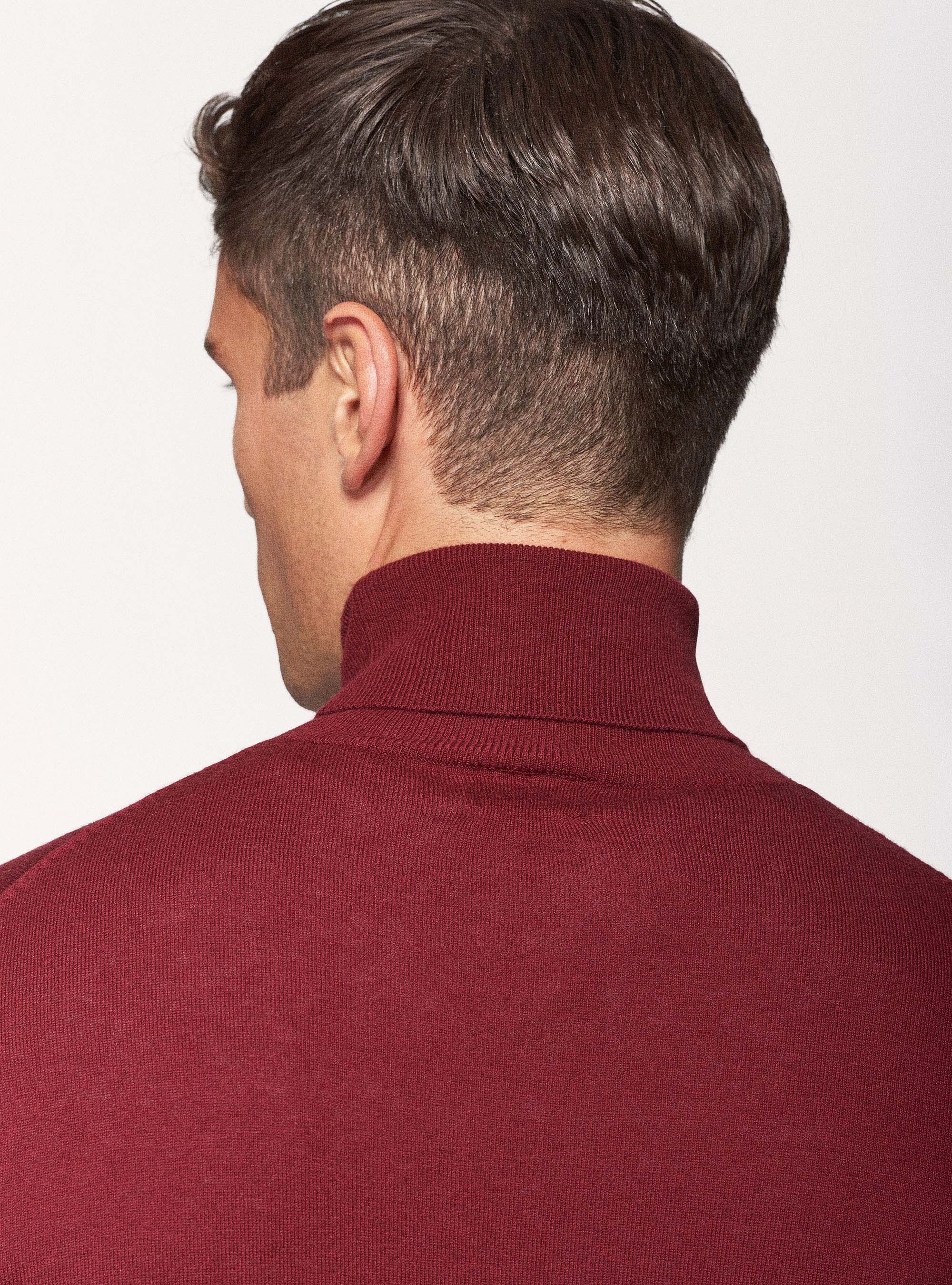 Dolcevita in cotone seta e cashmere, BORDEAUX