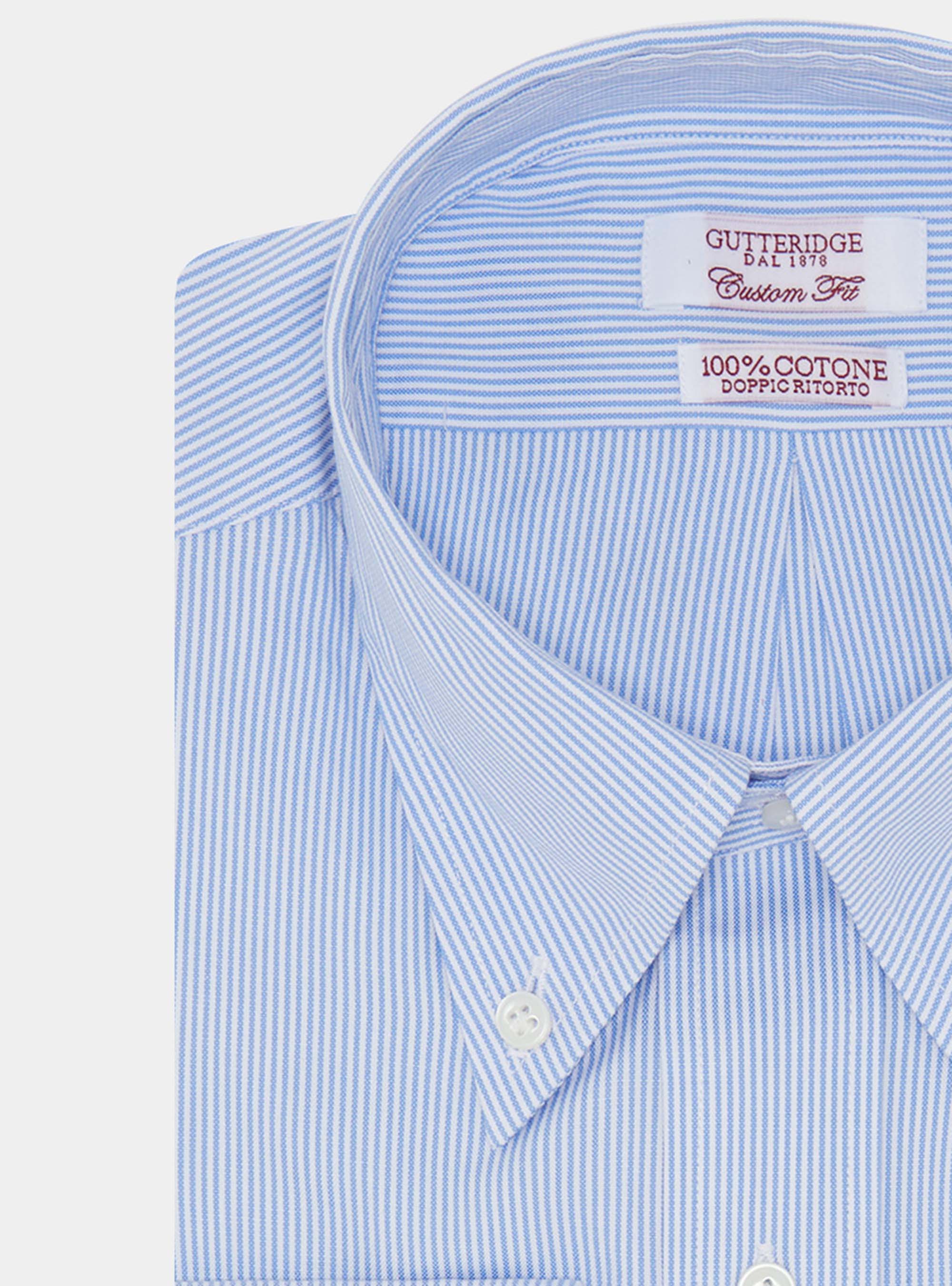 Camicia confortevole in cotone oxford rigato, AZZURRO