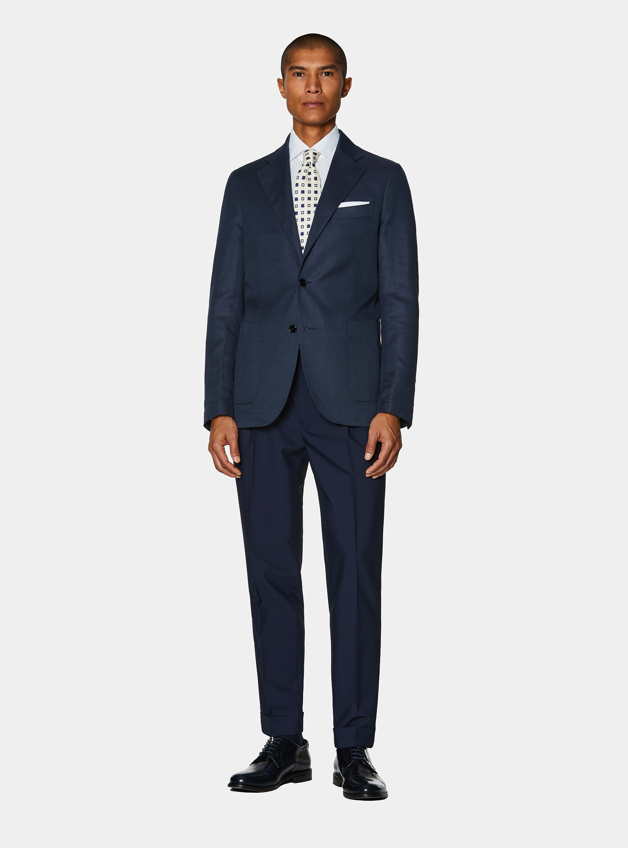 Pantalones cl&aacute;sicos con pinzas, AZUL MARINO