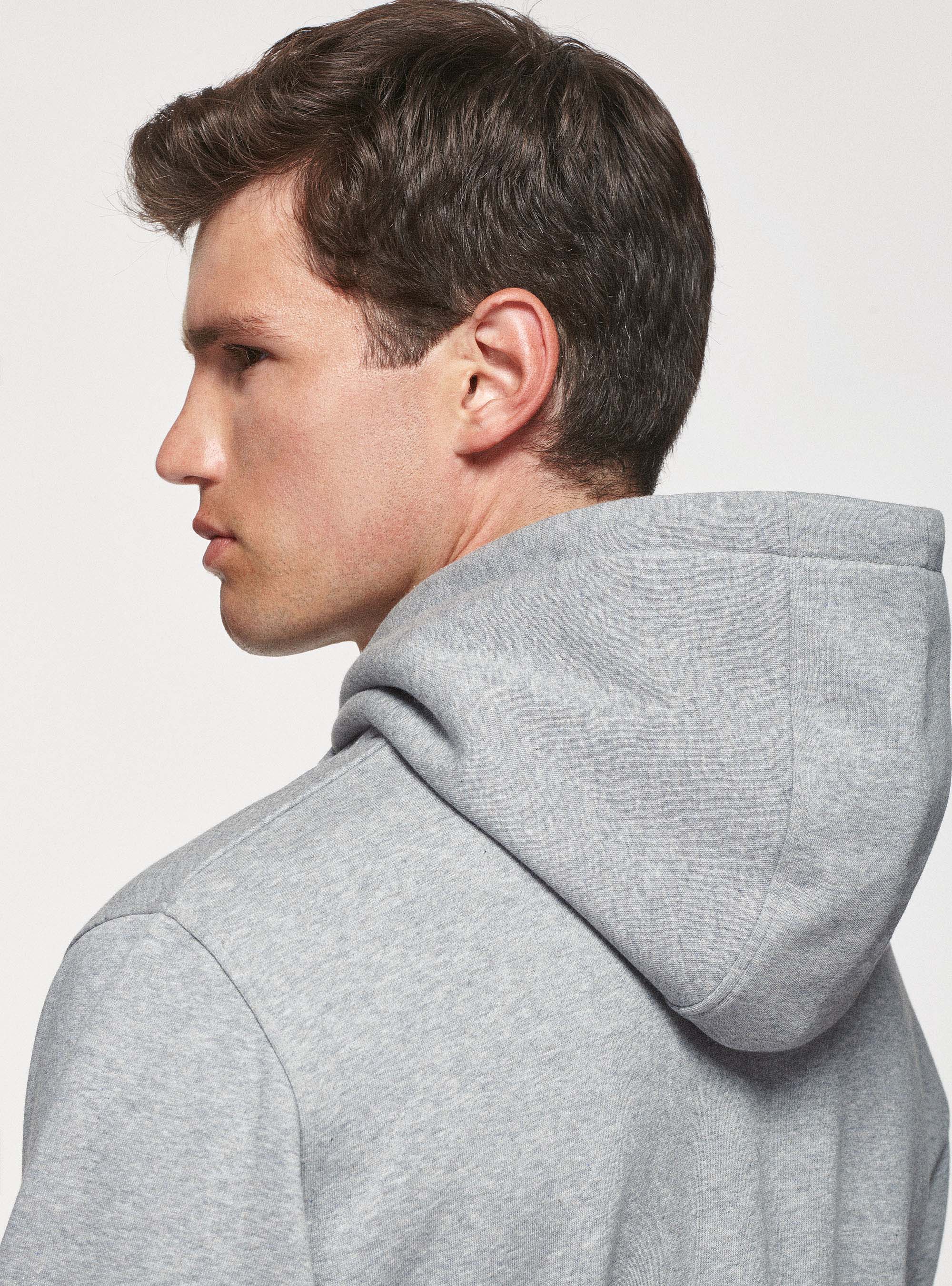 Felpa con cappuccio, GRIGIO CHIARO MELANGE