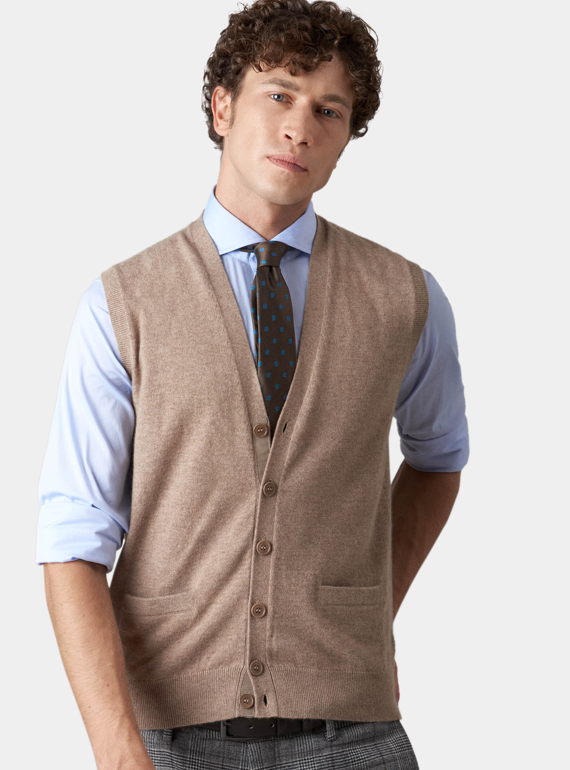 Gilet in maglia con bottoni in 100% cashmere