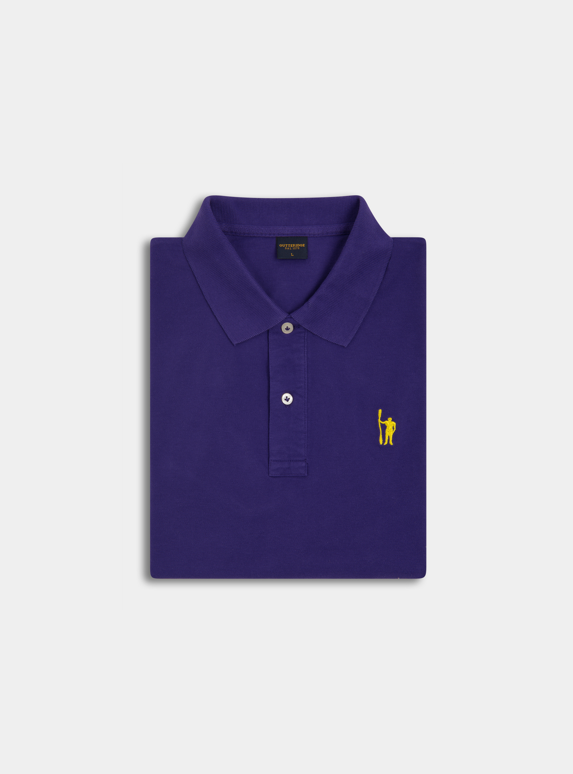 Classic cotton pique polo with embroidery, VIOLA SCURO 0403C