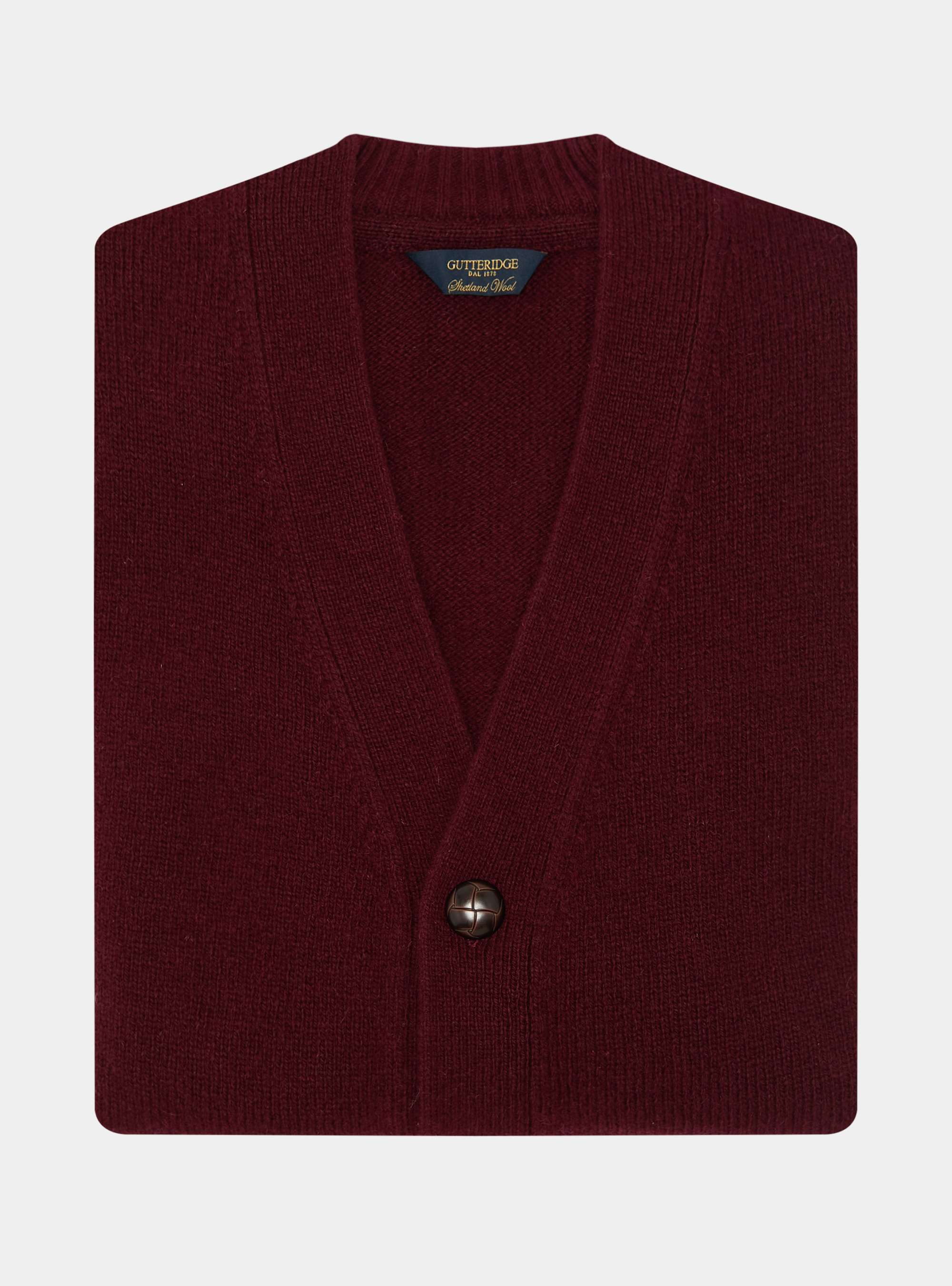 Shetland wool knit cardigan, BORDEAUX