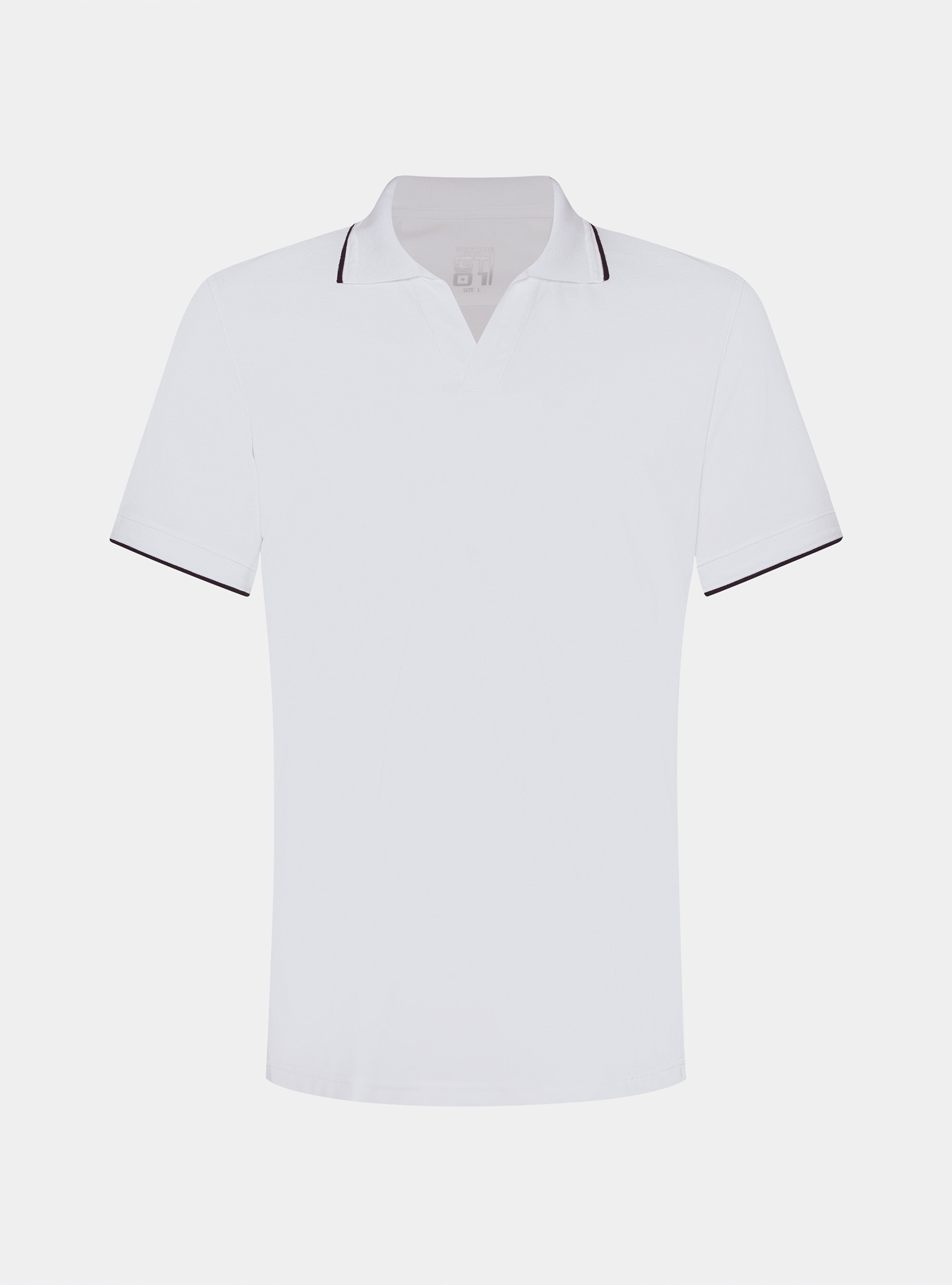 Polo GT01 senza bottoni in piquet stretch, BIANCO
