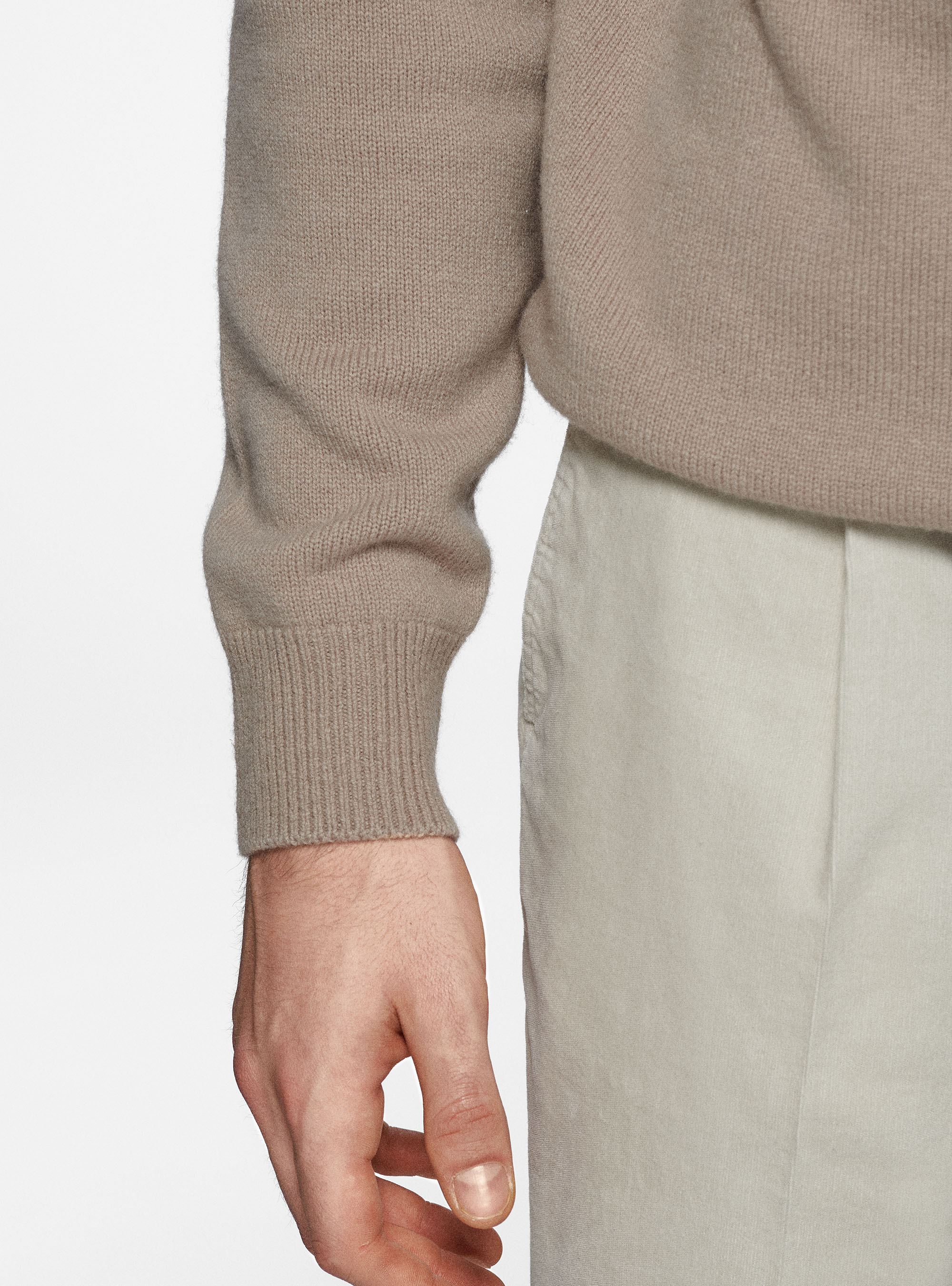 Maglia collo alto in lana merino, SABBIA