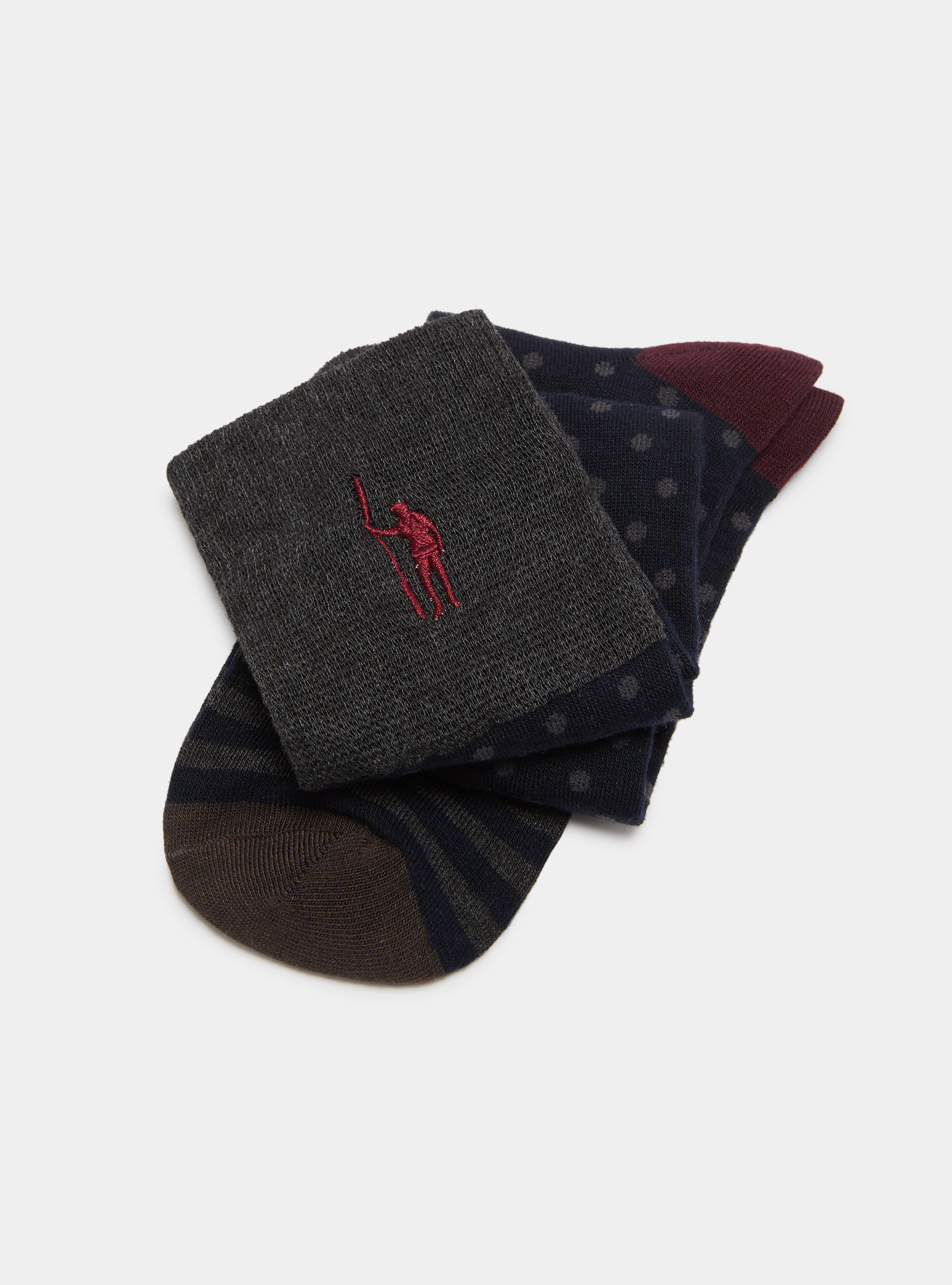 Long socks with polka dots and stripes, NAVY BLUE