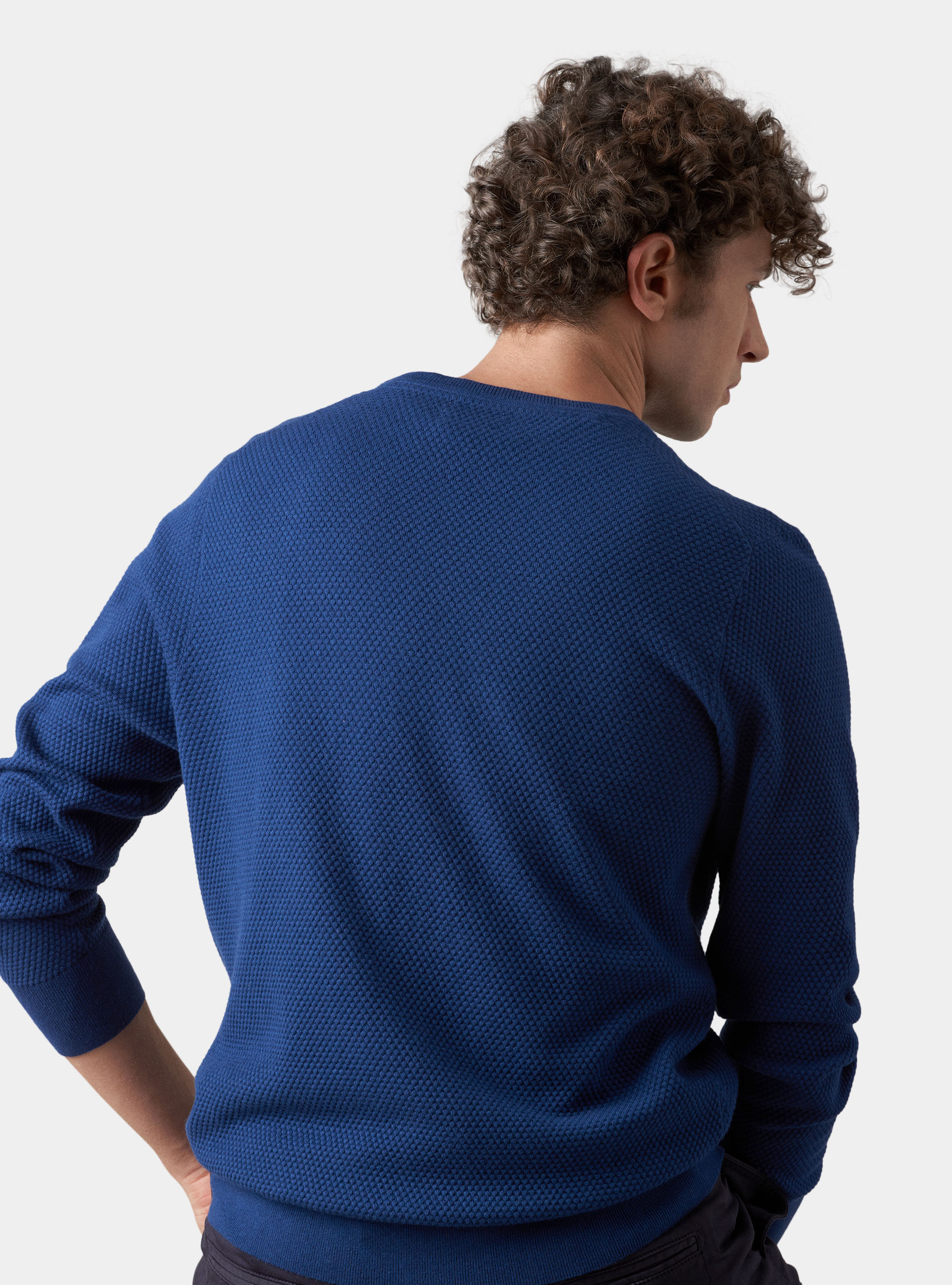 Maglia con collo rotondo in cotone e cashmere, INCHIOSTRO
