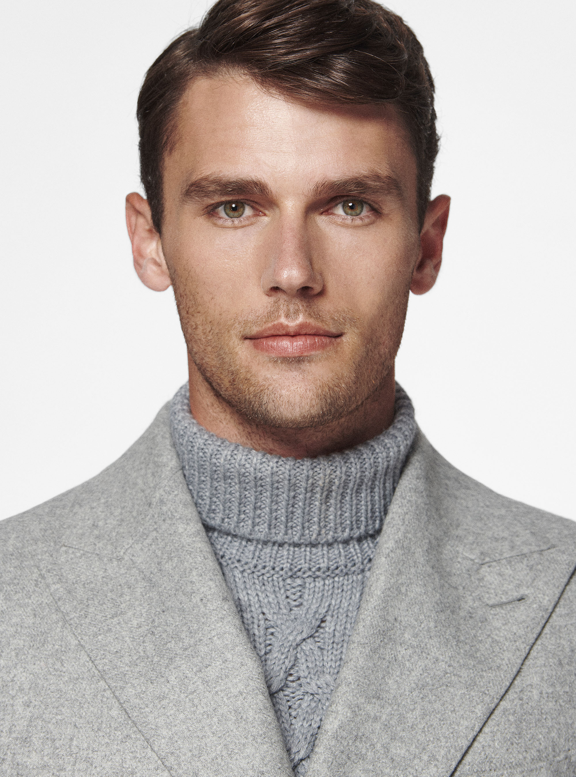 Giacca doppiopetto in flanella Duemilagori, GRIGIO CHIARO MELANGE