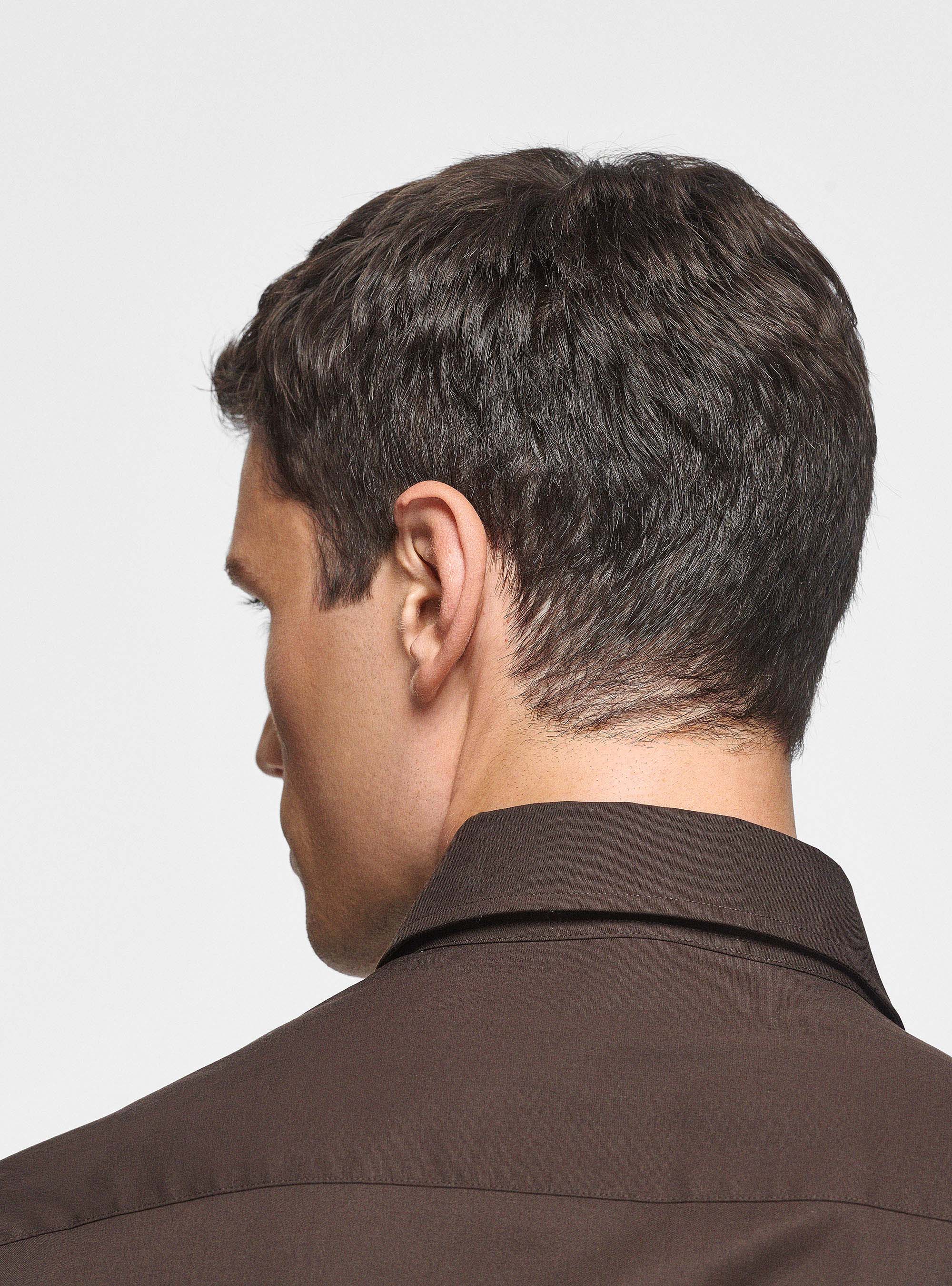 Stretch poplin shirt, BROWN