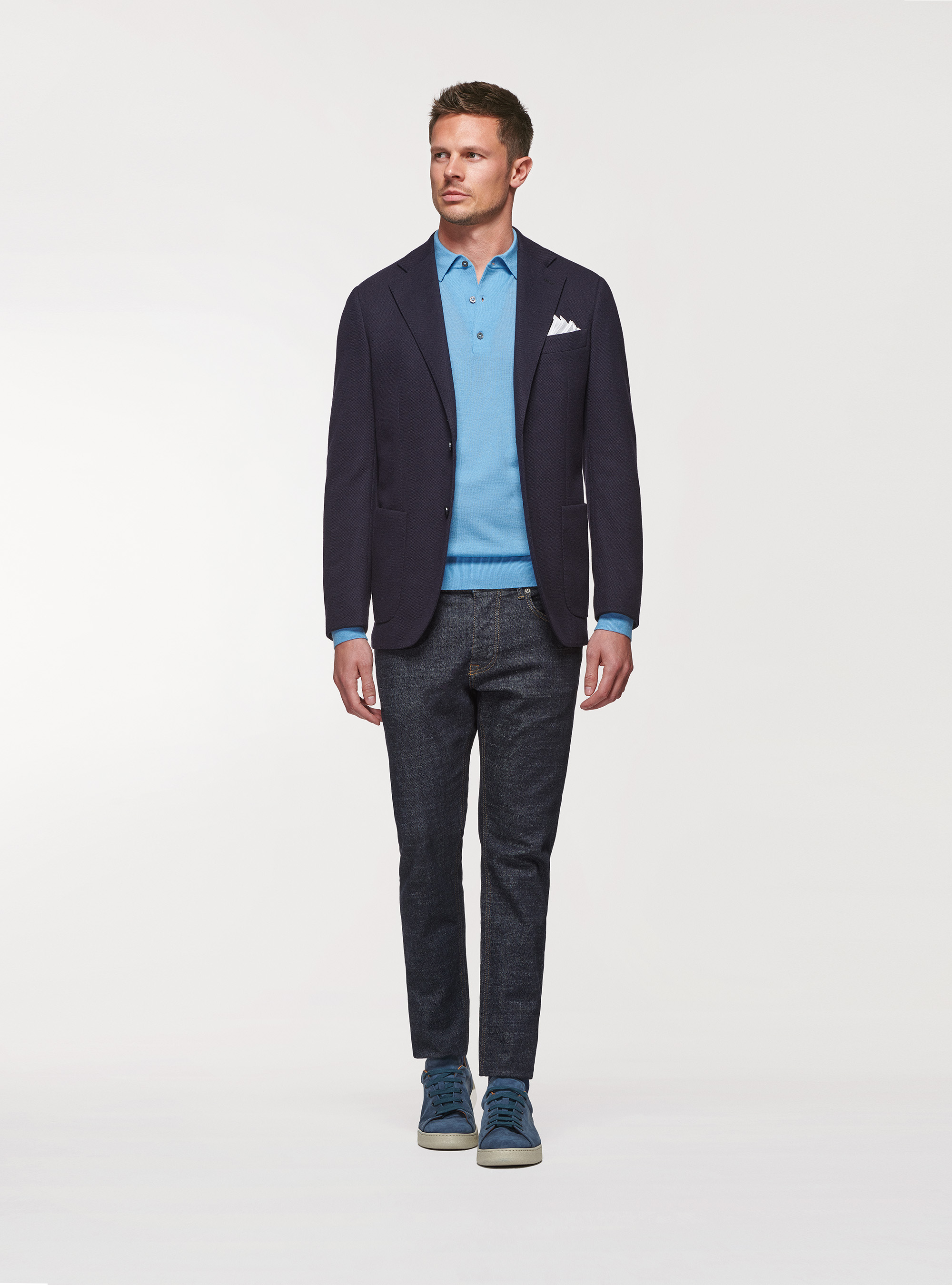 Giacca sfoderata in jersey, BLU NAVY