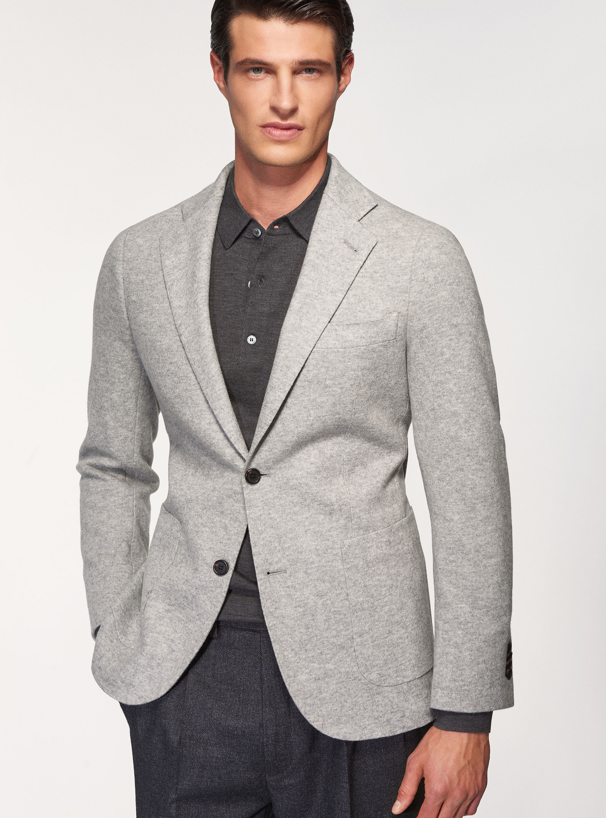 Giacca in jersey di lana, GRIGIO CHIARO