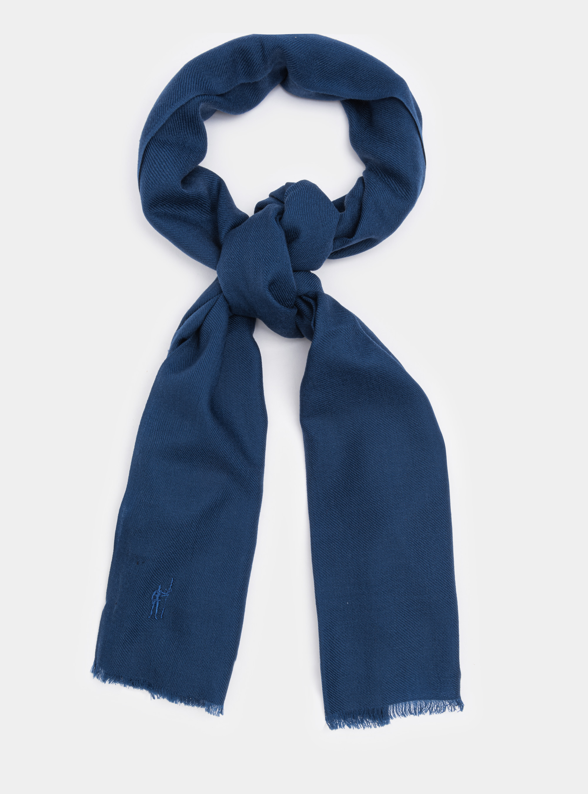 Sciarpa in lana con ricamo, BLU