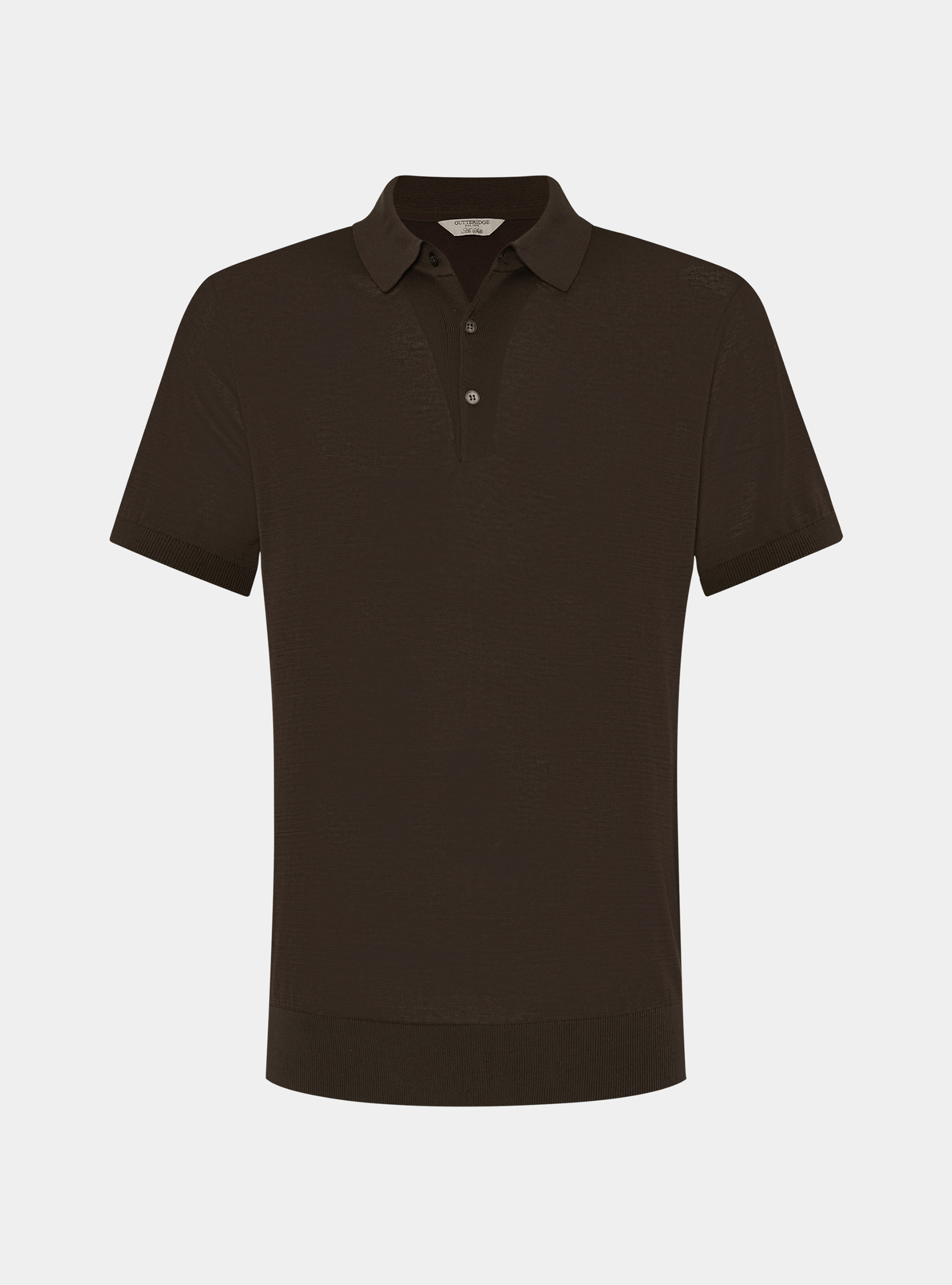 Cotton and silk polo shirt, BROWN