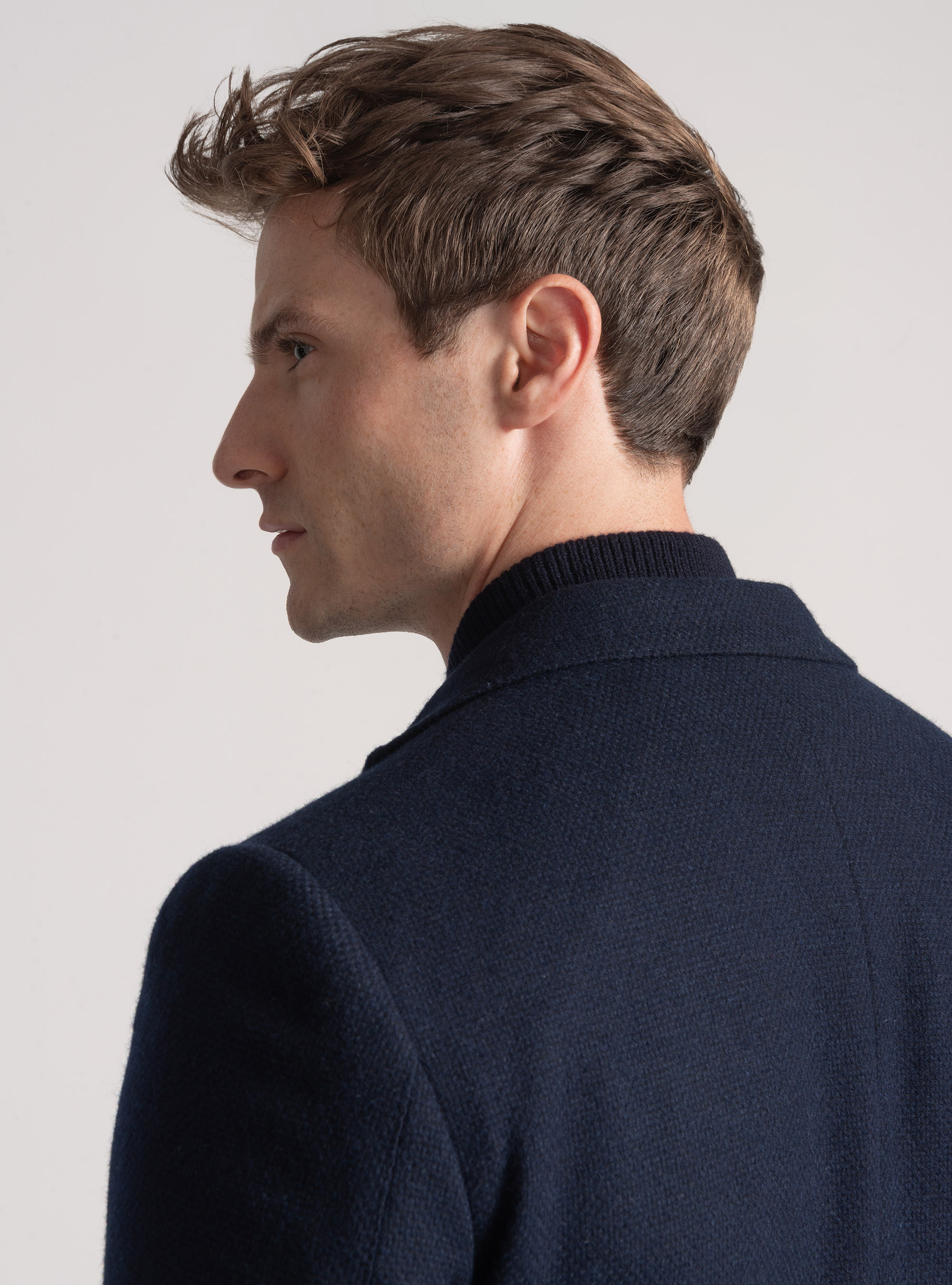 Veste en coton, laine et cachemire, BLEU MARINE