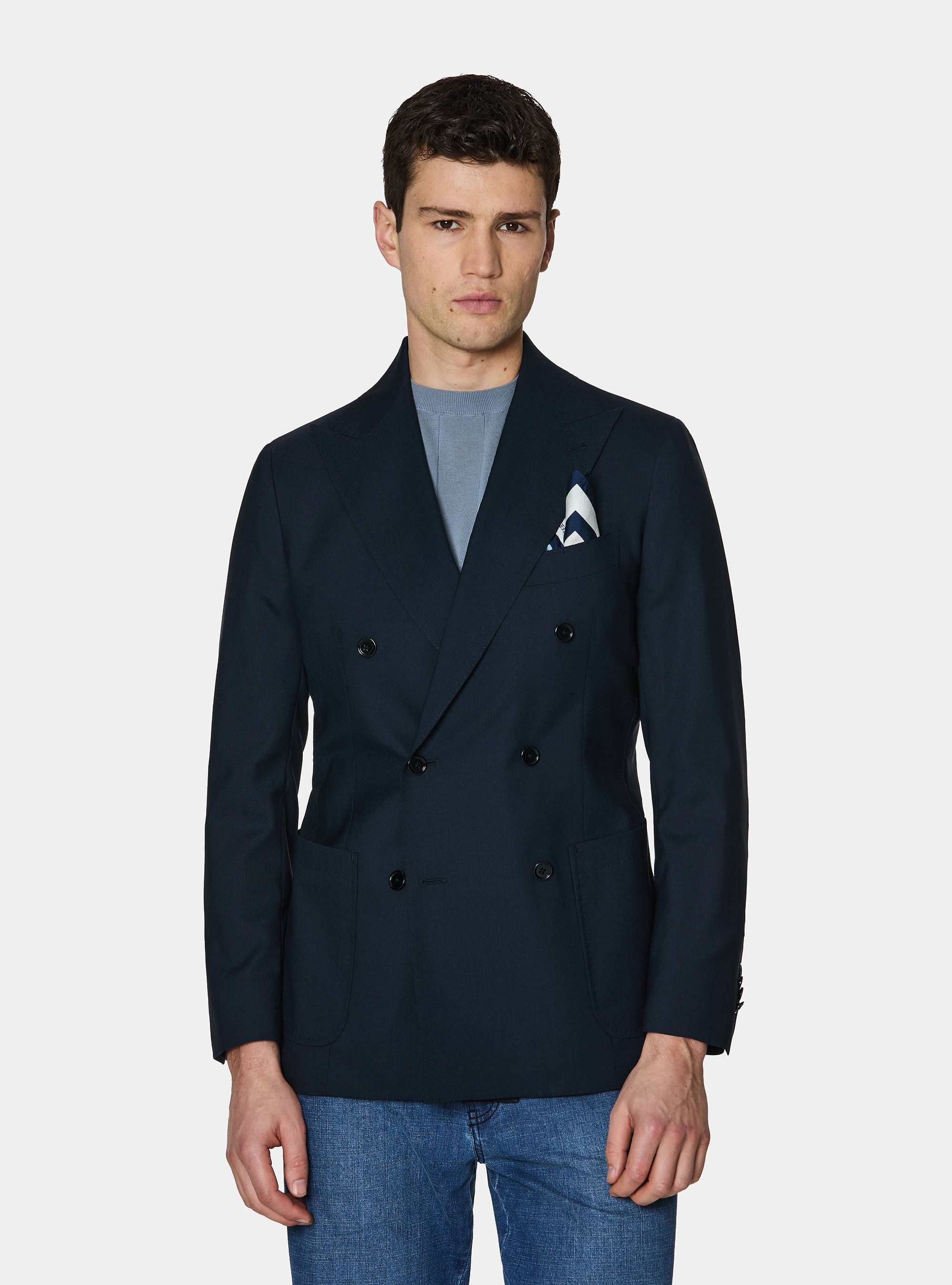 Zweireihige Jacke aus reiner Wolle von Vitale Barberis Canonico, NAVY