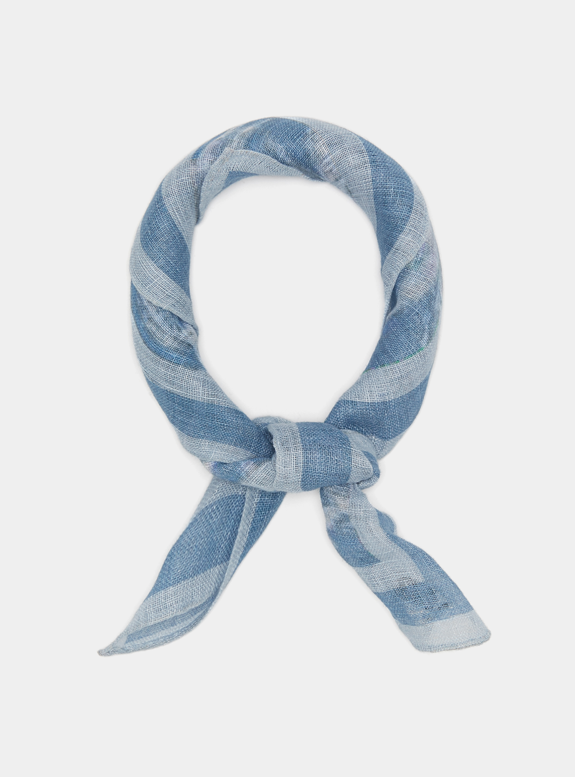 Foulard de palma de lino estampado, CELESTE