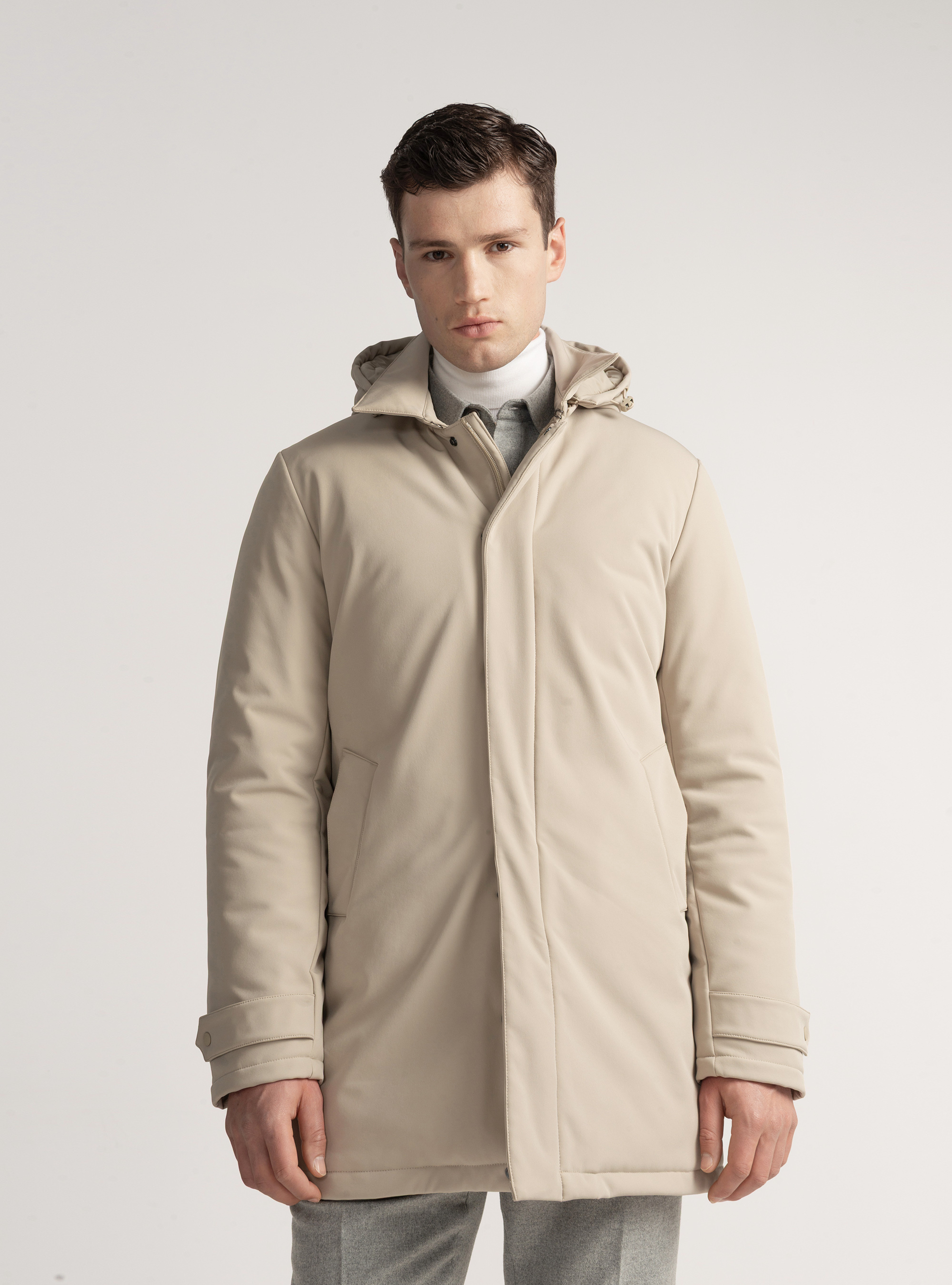 Technical parka with recycled padding, SAND