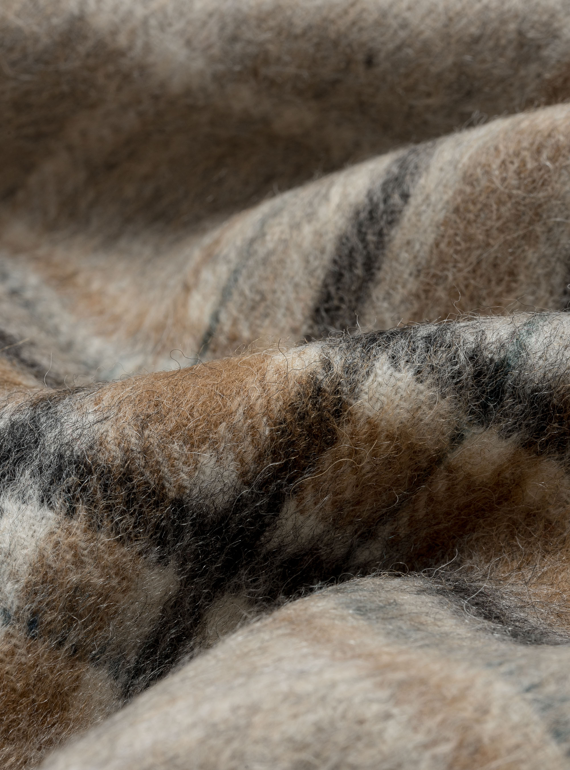 Sciarpa a quadri in lana cashmere, ECRU