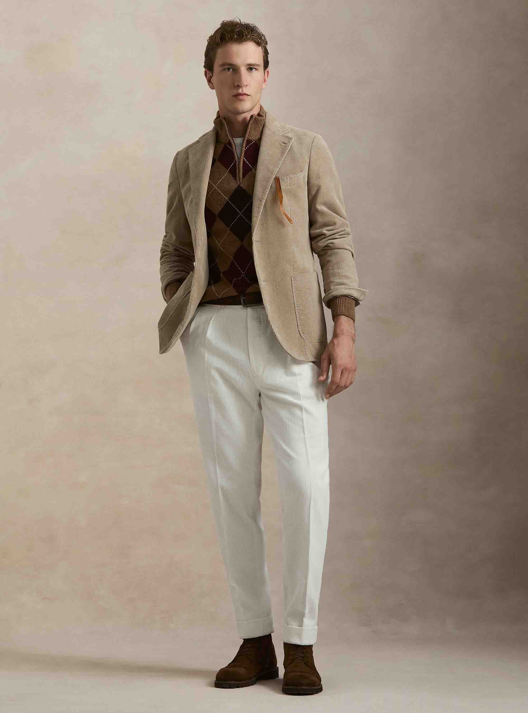 Cotton corduroy blazer, SAND