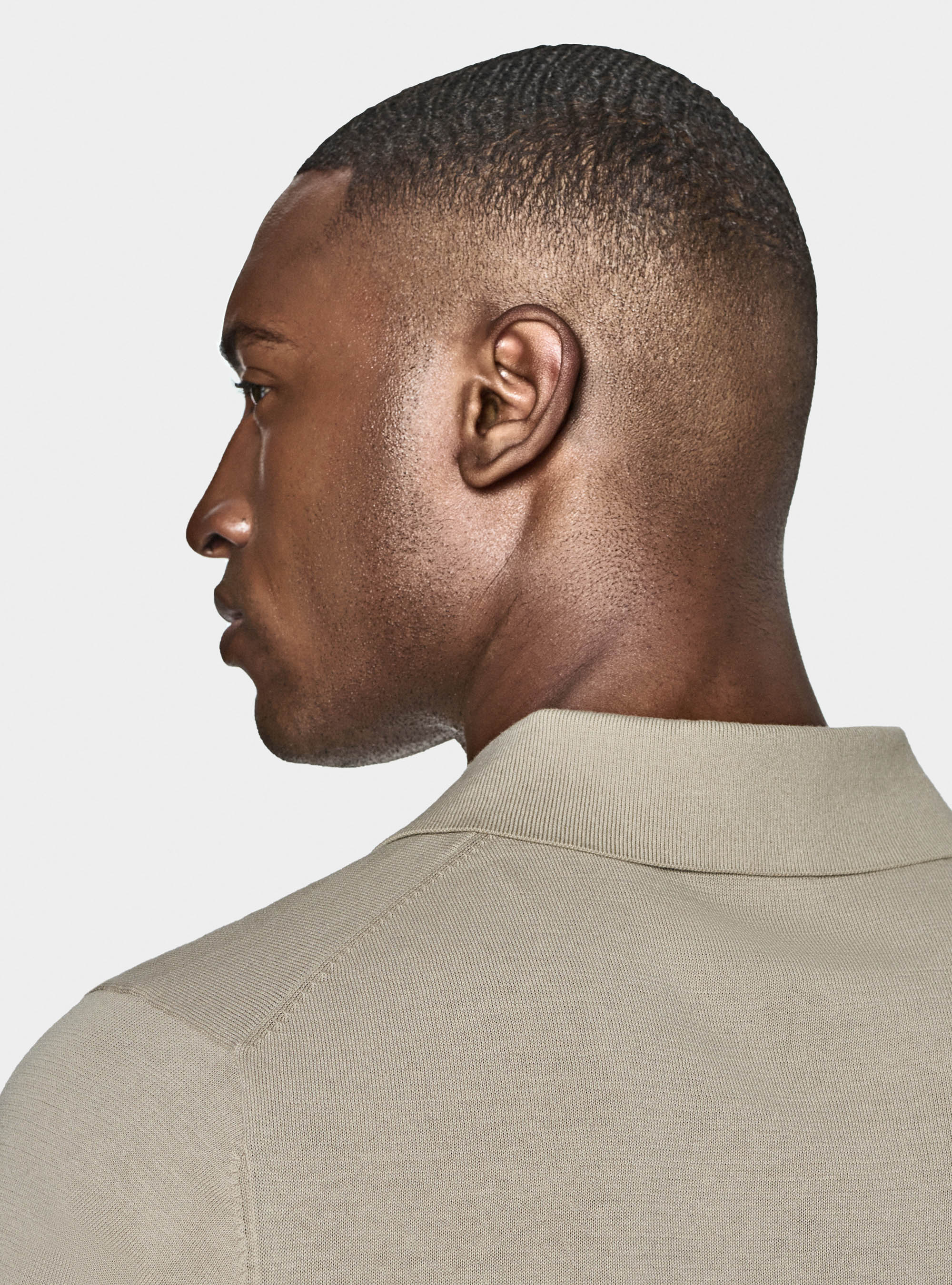 Polo in maglia senza bottoni in cotone extrafine, SABBIA