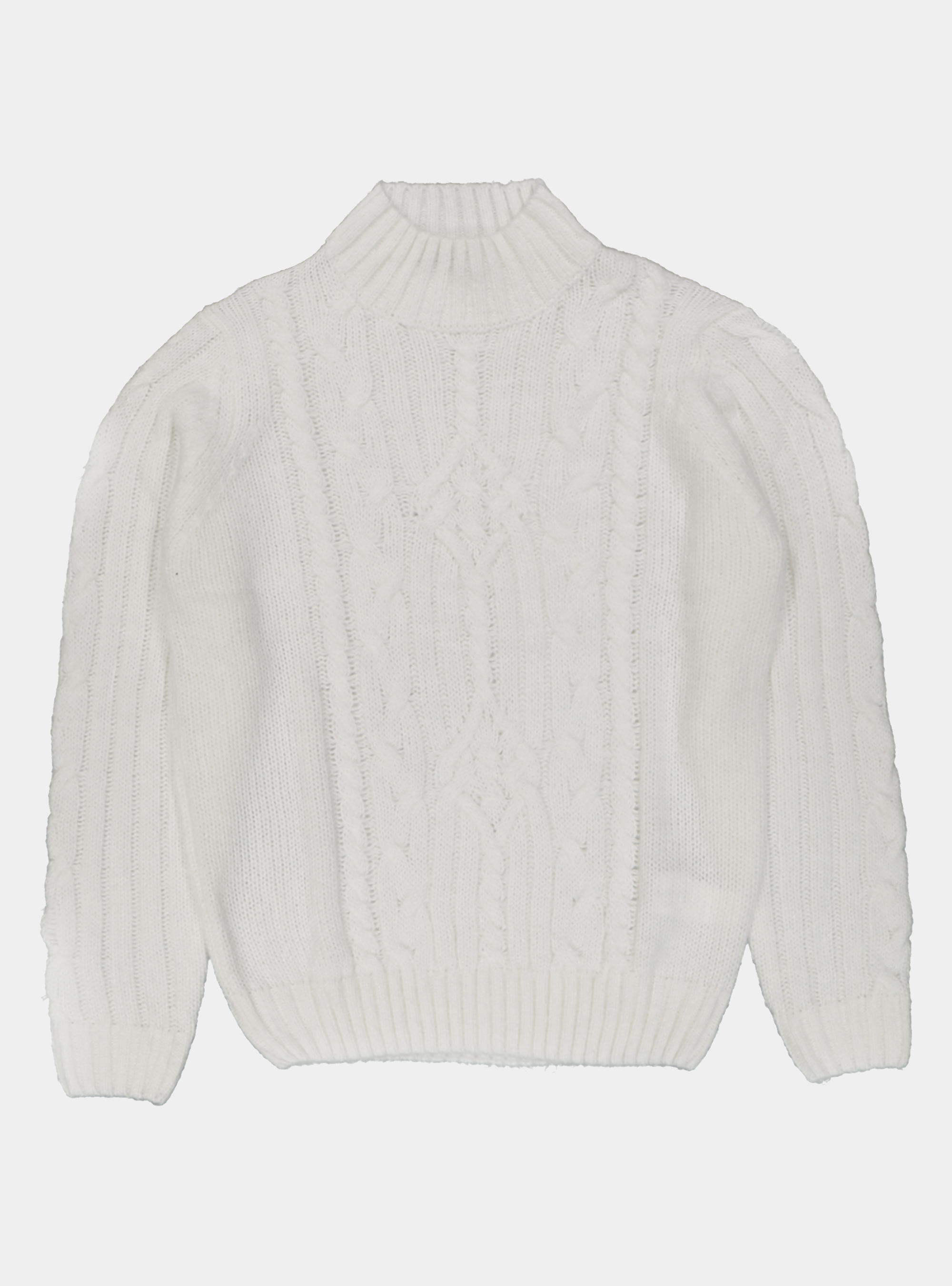 Maglia mock nek con treccia, BIANCO