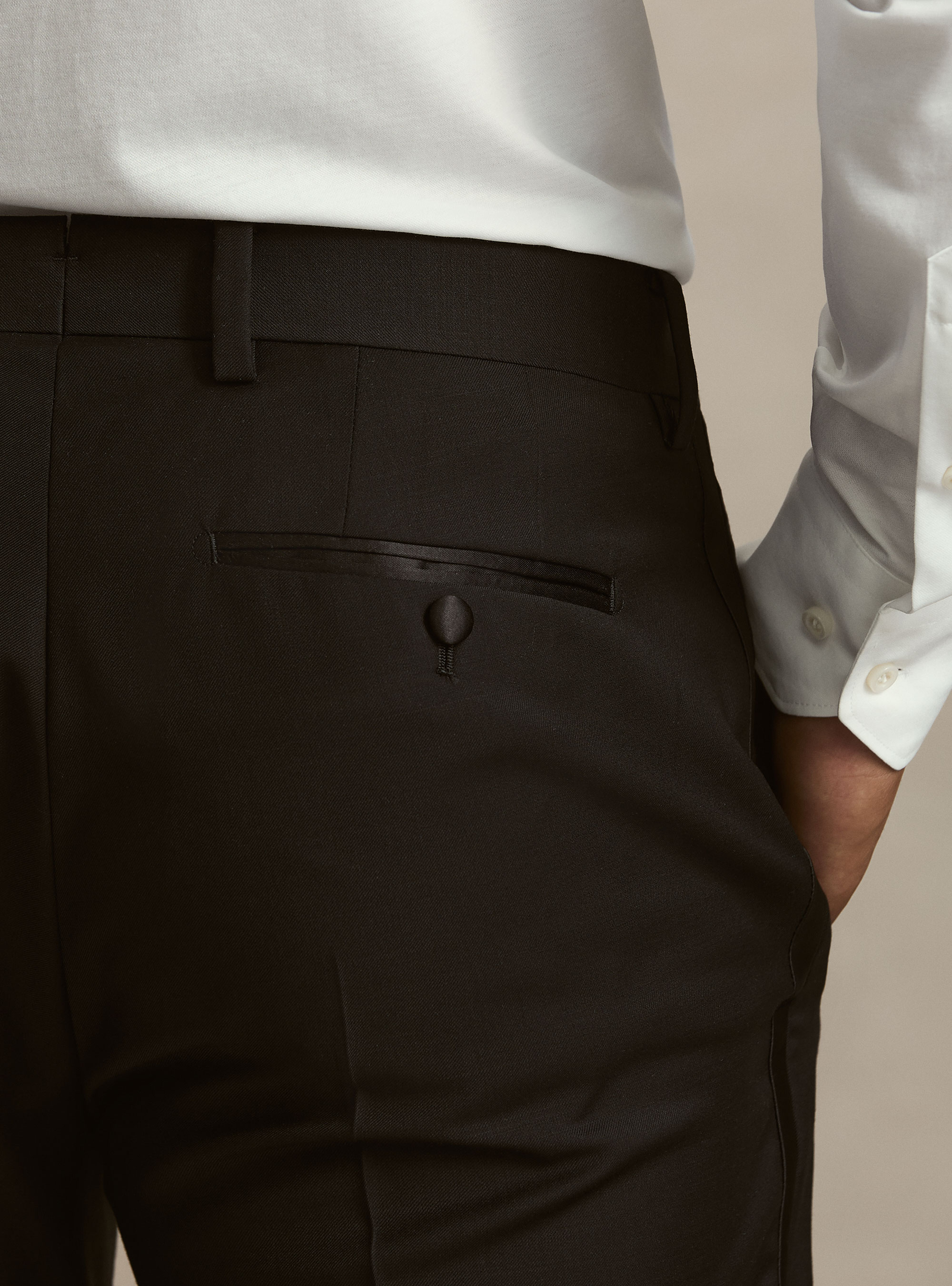 Tuxedo trousers in Super 120s wool, BLACK