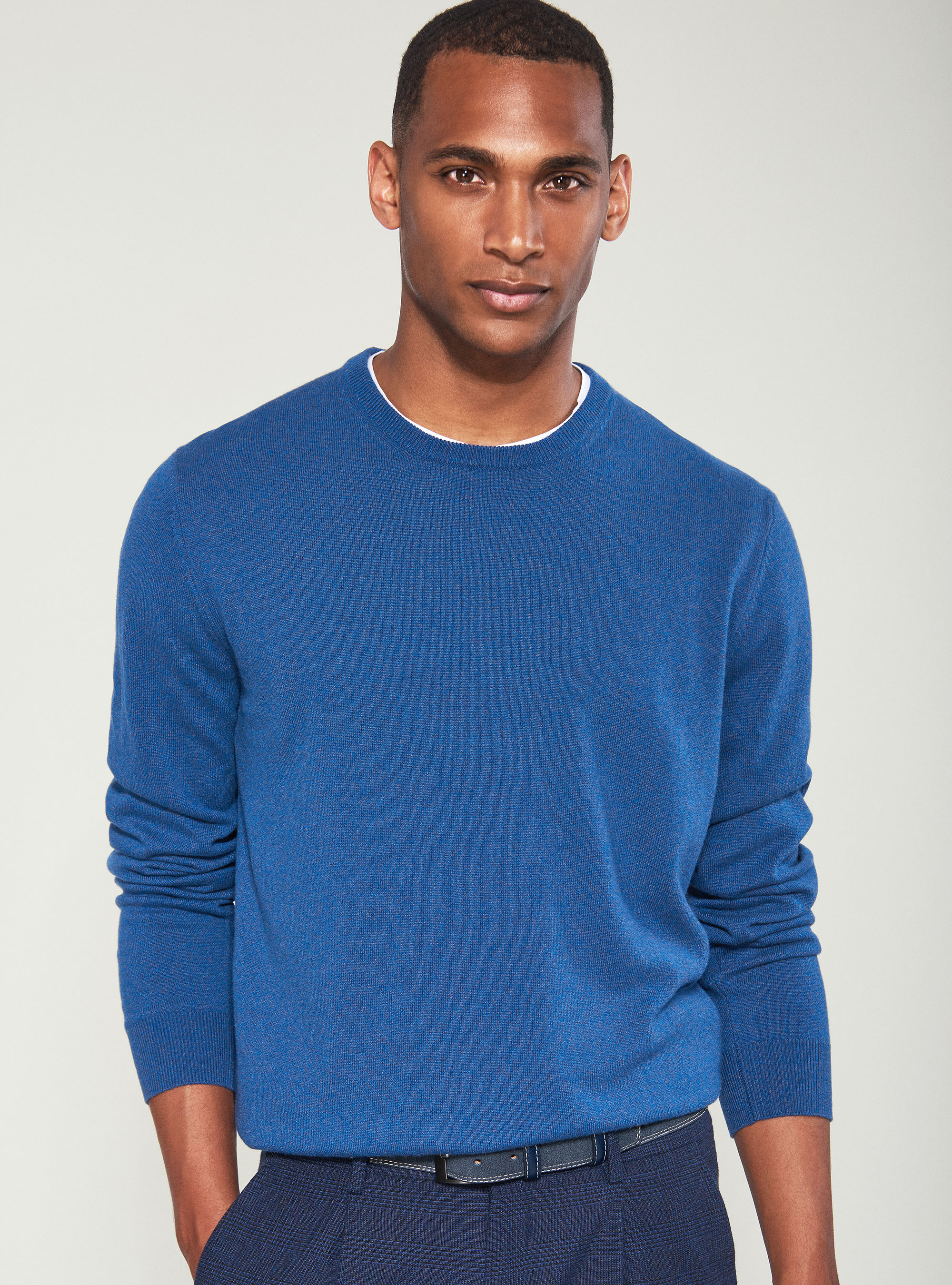 Jersey de cachemira con cuello redondo, GRIS CLARO