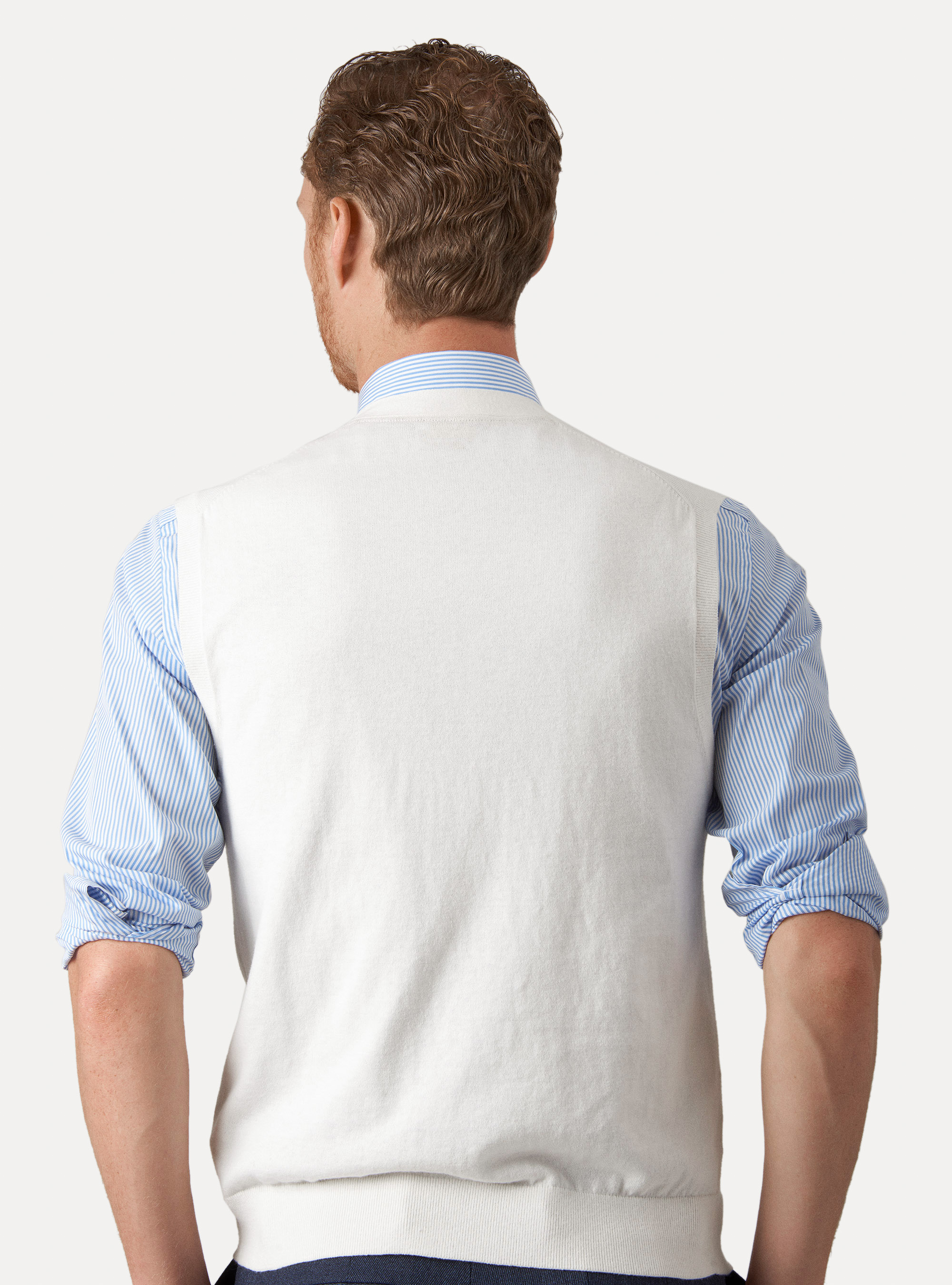 Gilet in maglia in cotone seta e cashmere, BIANCO