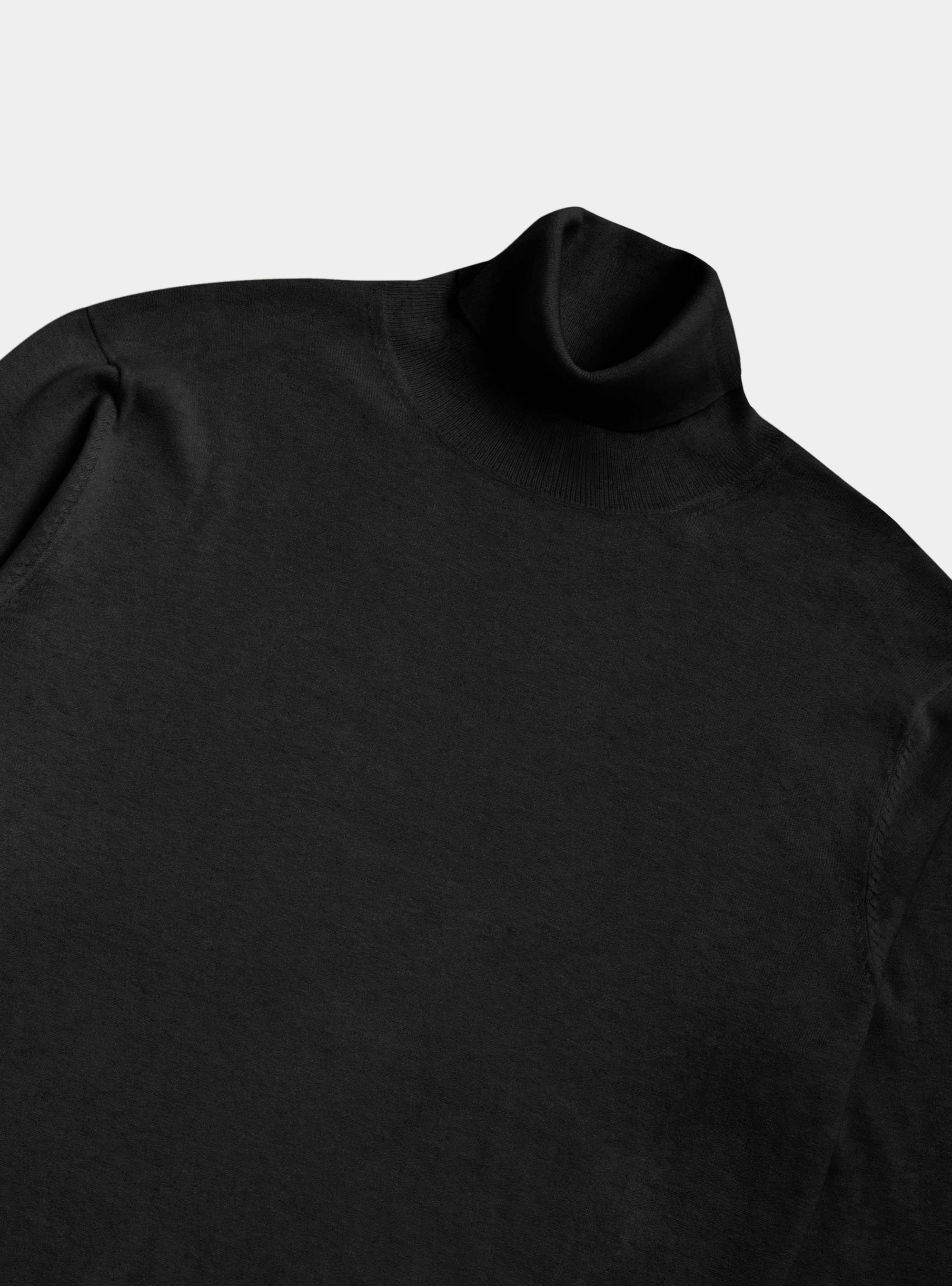 Pull à col roulé en soie de coton et cachemire, NOIR