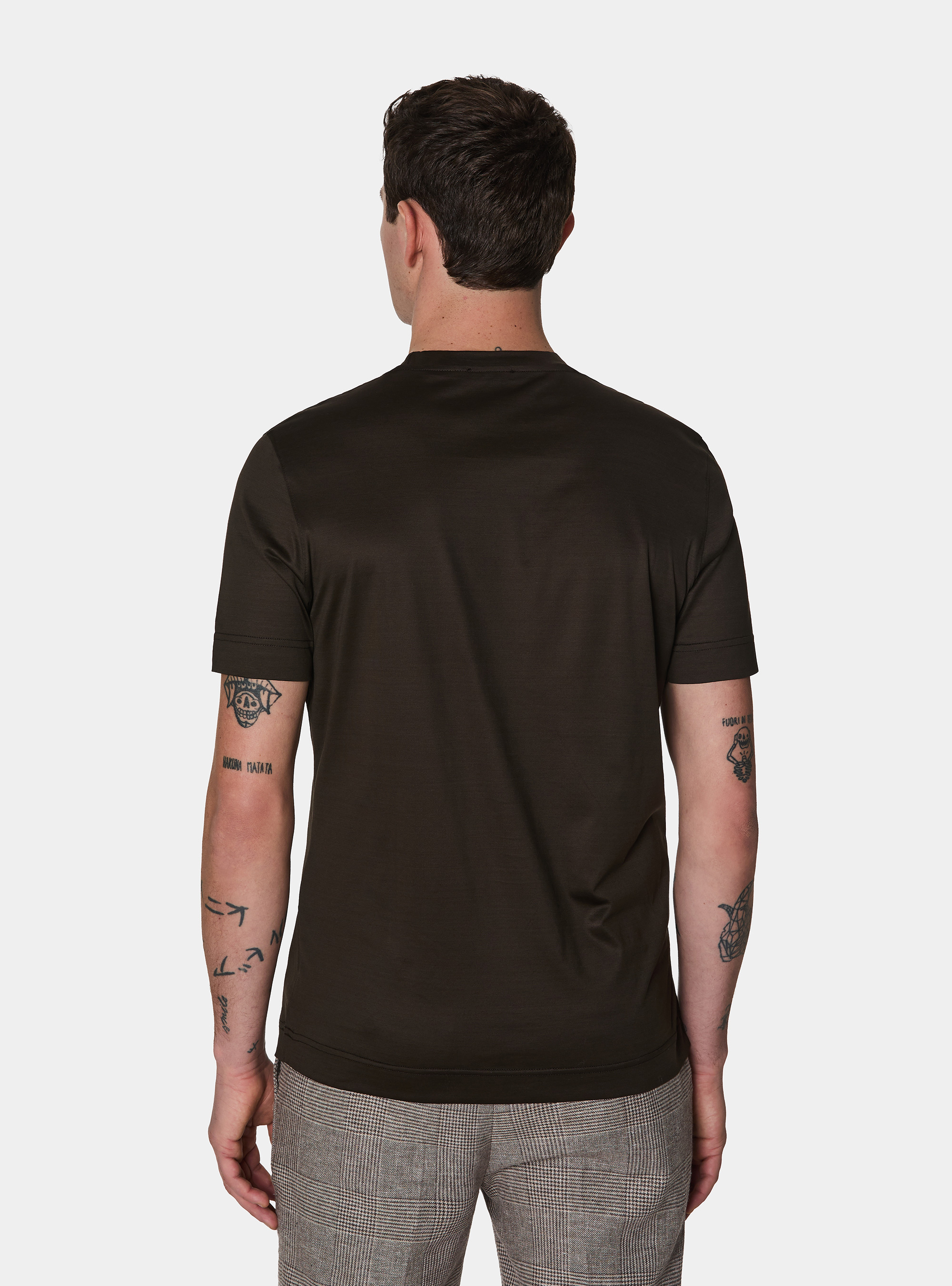 Short-sleeved T-shirt in lisle yarn, BROWN