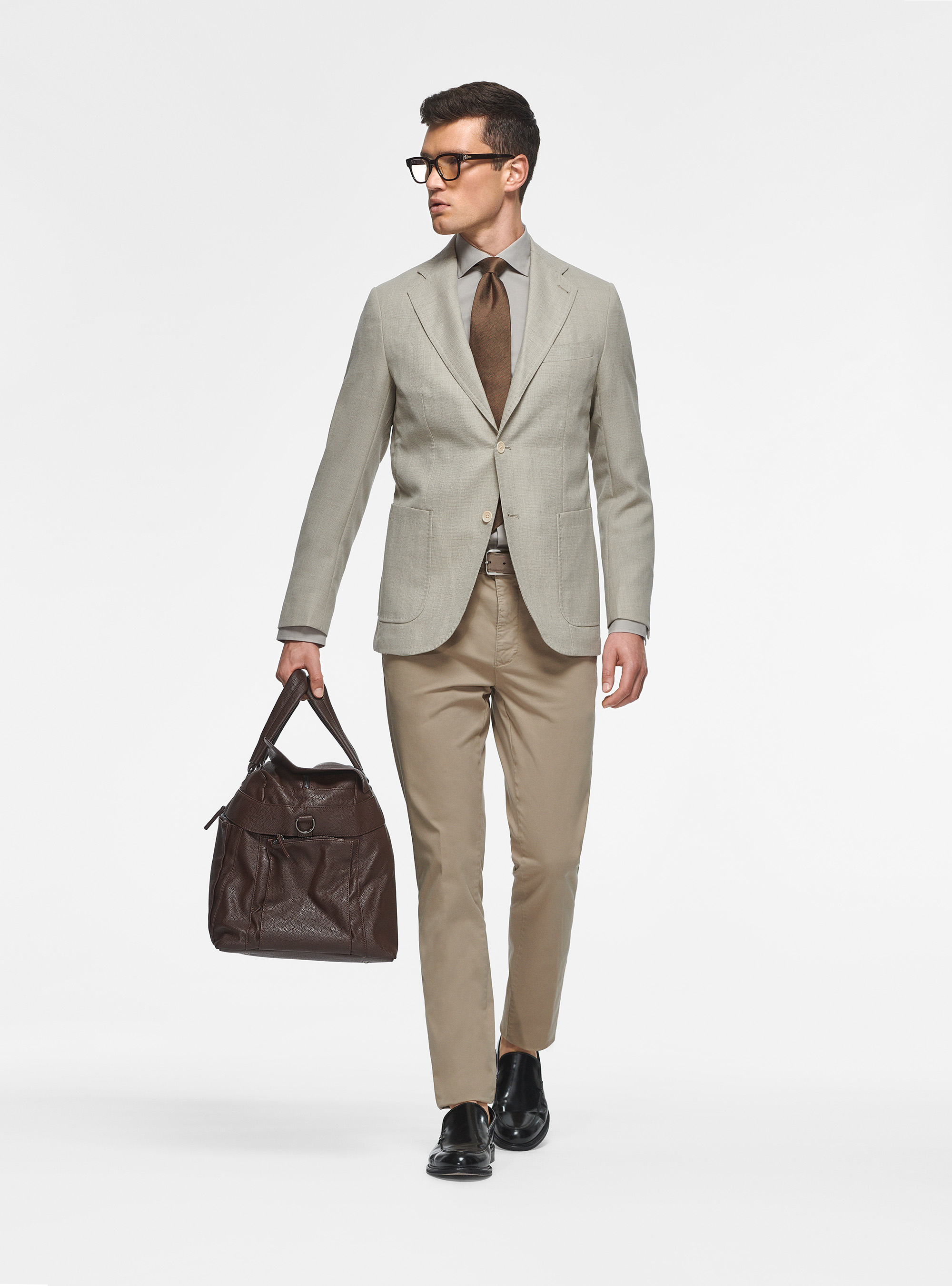 Micro-textured wool blazer, ECRU
