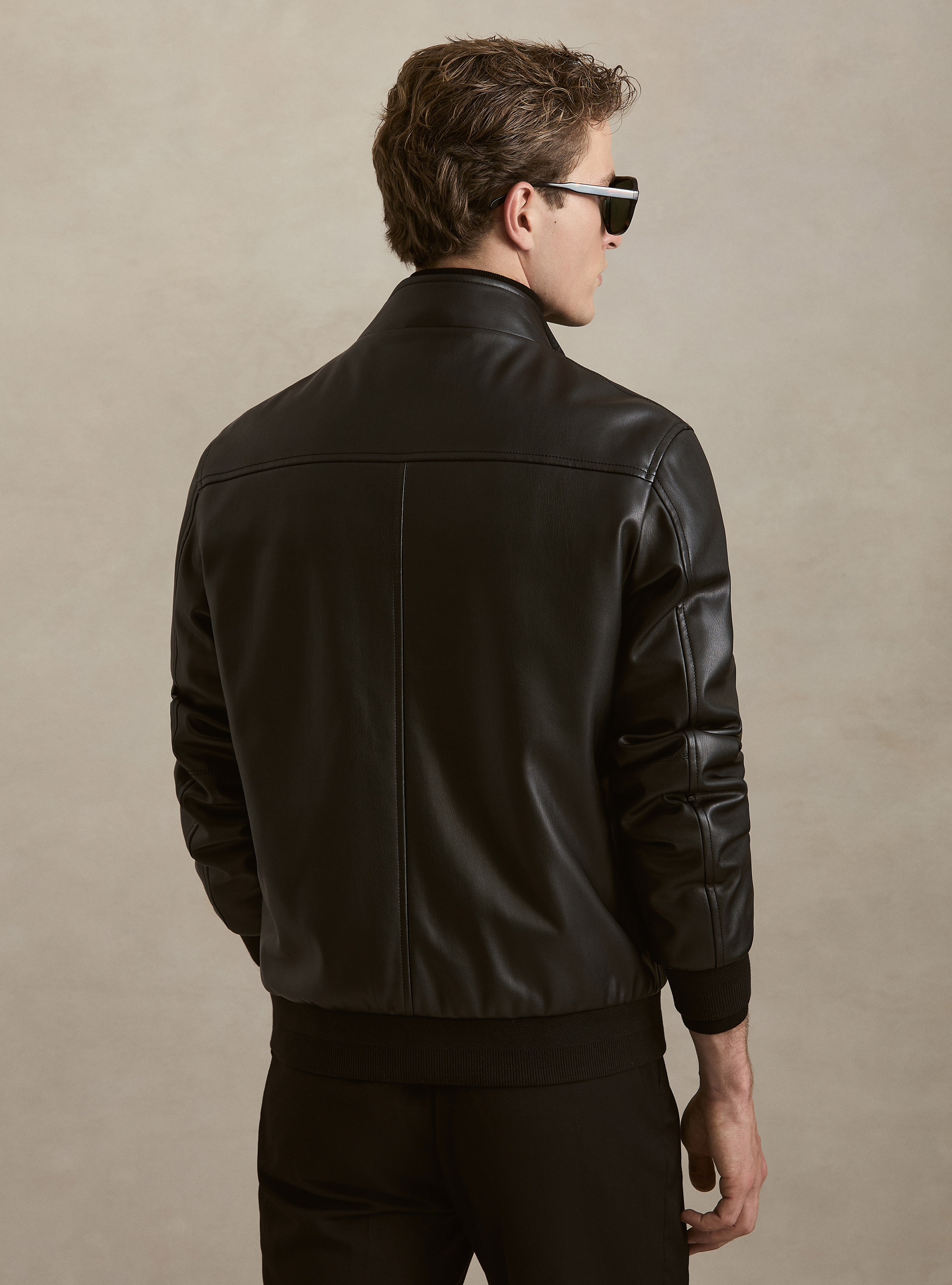 Faux leather jacket, BLACK