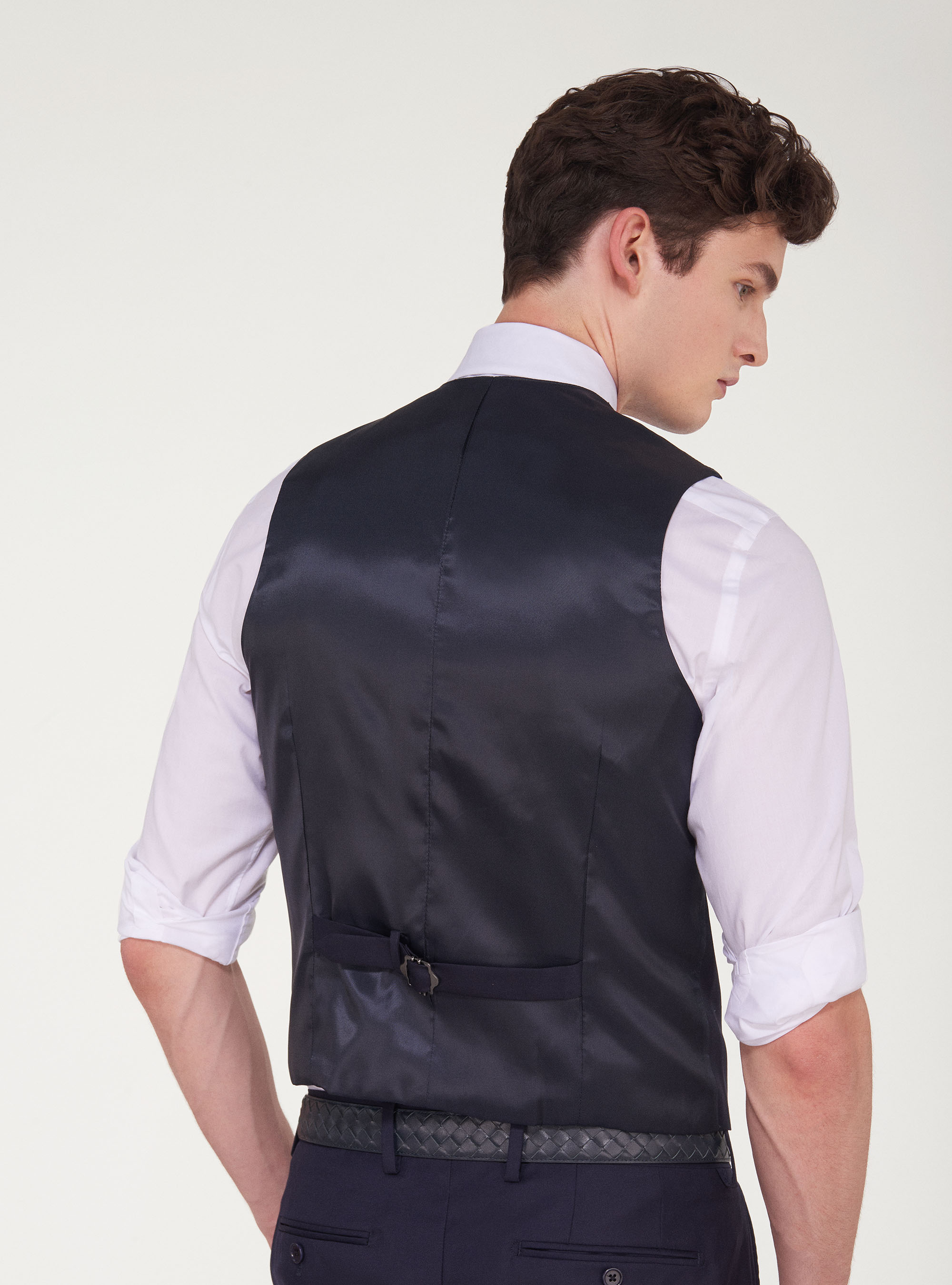 Super 120's wool waistcoat, NAVY BLUE